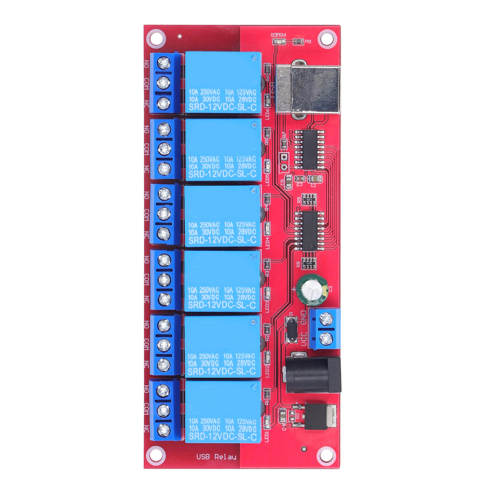 6-kanal-usb-relaismodul, Einstellbare Betriebsmodi, Treiberlose Hid-usb-relaisplatine Für 12-v-anwendungen In Haushalt Und Landwirtschaft