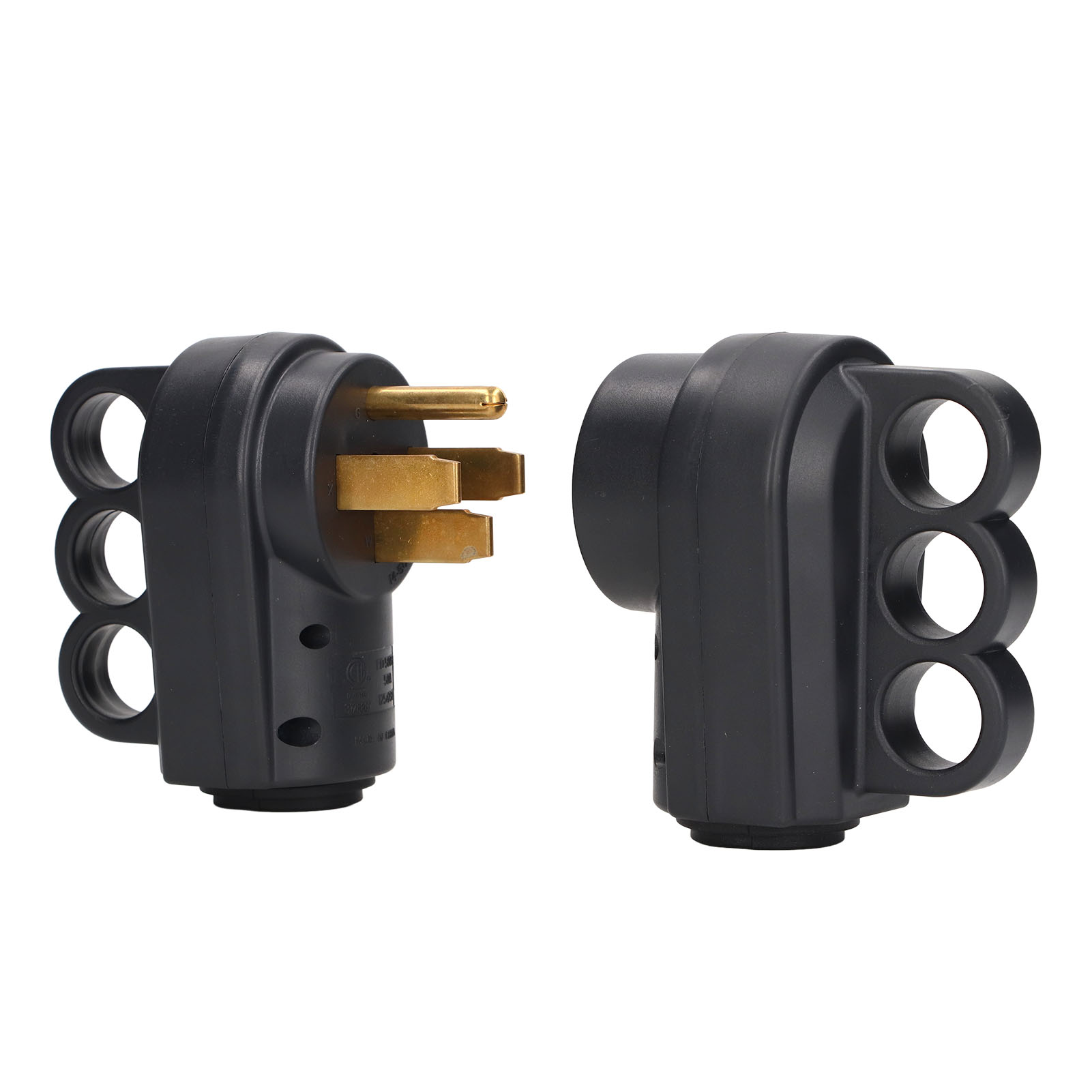 Wohnmobil-steckdosenadapter-set (stecker/buchse) Mit Rückseitigem Zugring Und 4-poligem Industriestecker 125 V 50 A