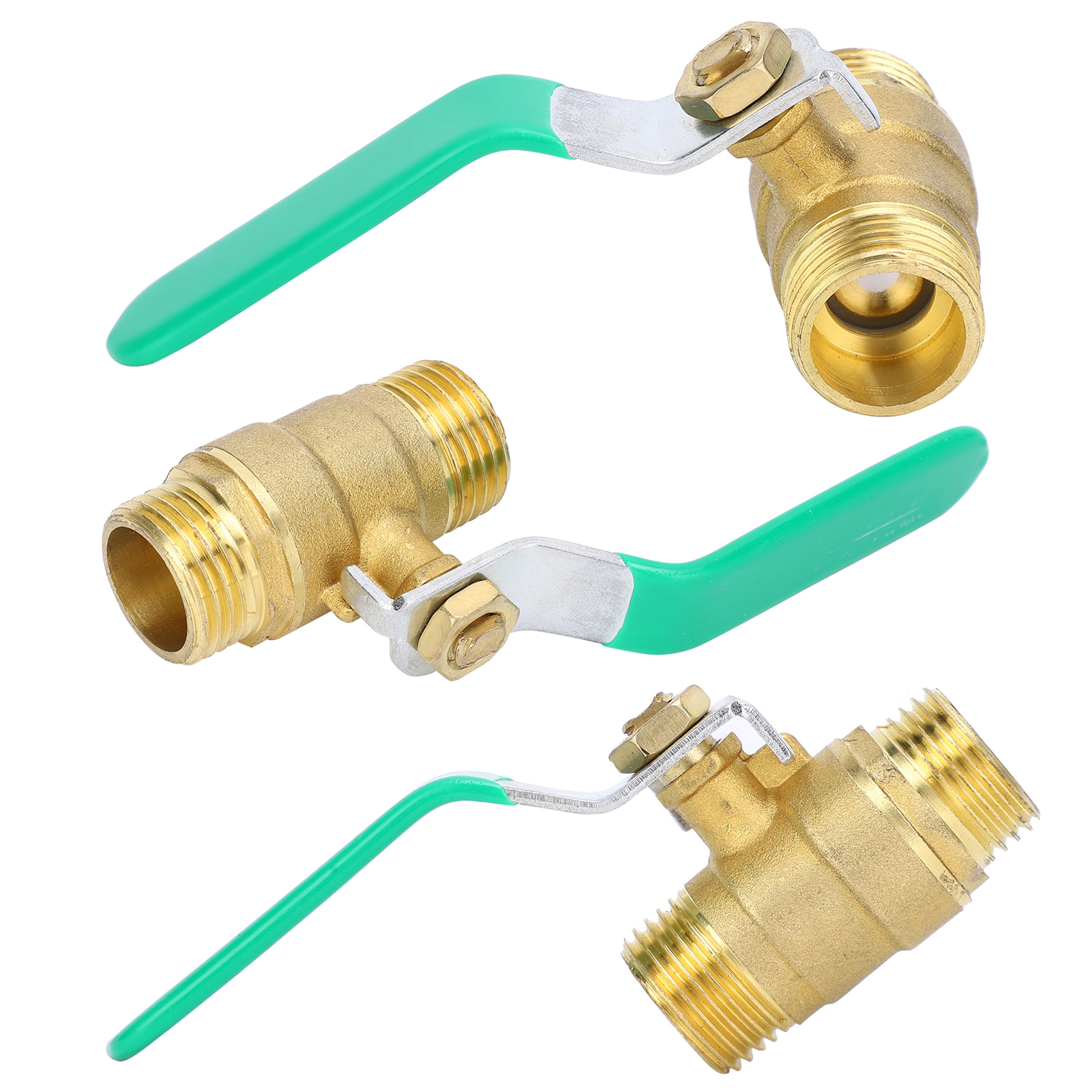 Satz Mit 3 Doppelkugelhähnen (außengewinde), 1/2 Zoll, Für Wasserleitungen, Absperrventil Aus Dickem Messing