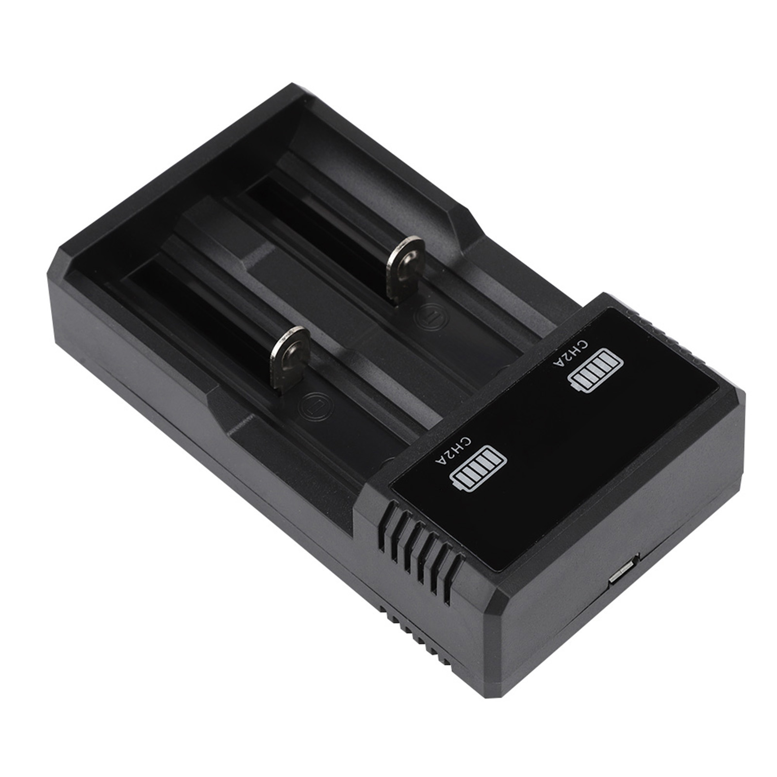 Ch2a Universelles Dual-slot-ladegerät Für 26650-, 18650-, 18500- Und 18350-akkus Mit Usb-anschluss.