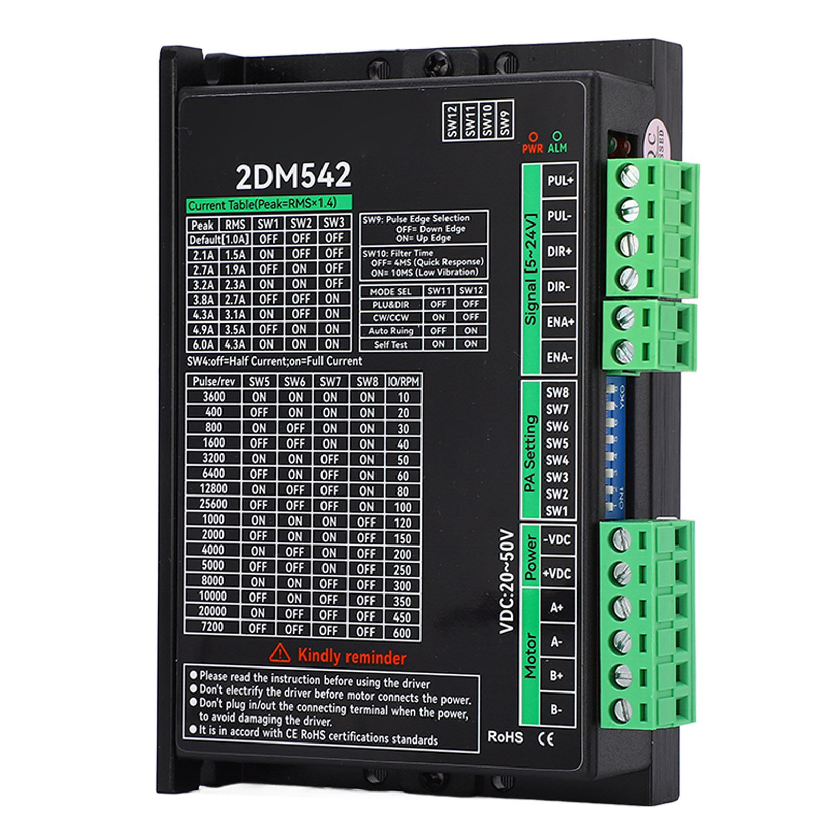 2dm542 Digitaler Zweiphasen-schrittmotorcontroller, 20-50v Dc Eingangsspannung