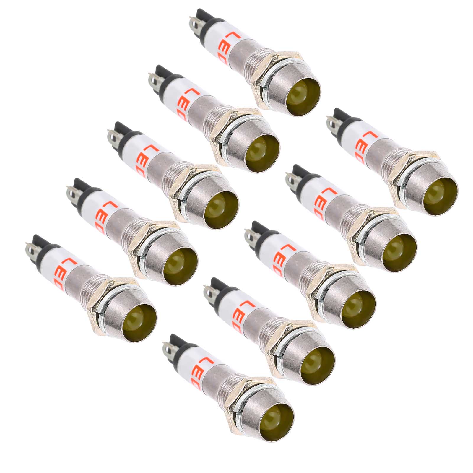 Packung Mit 10 Kontrollleuchten, 24 V Gleichstrom, Edelstahlgehäuse, 8 Mm Gelbe Glühbirne