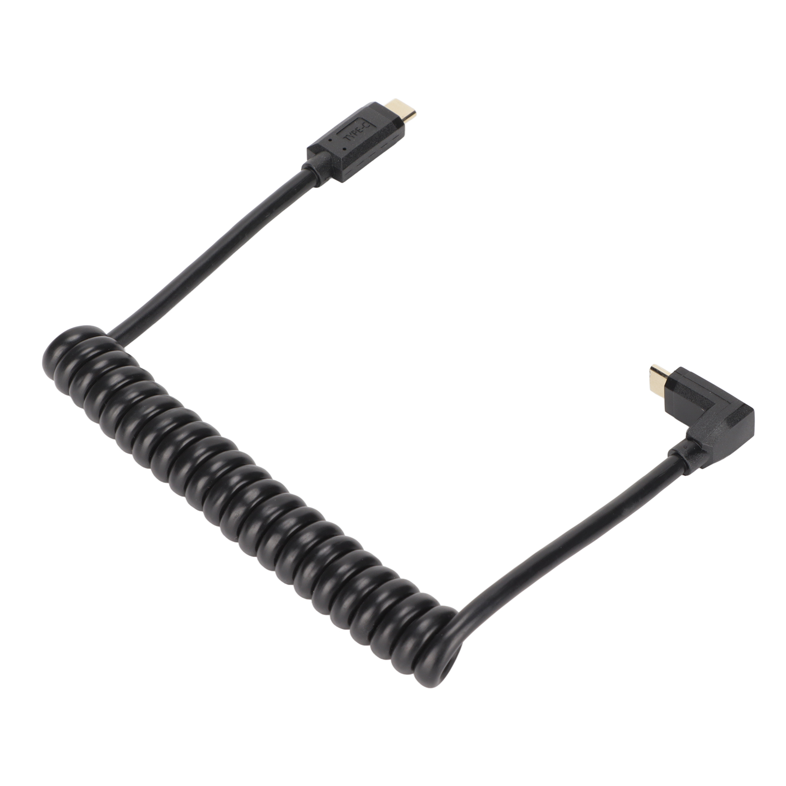 Usb-c-zu-usb-c-kabel 14k 60 Hz, 3 A Schnellladung, 10 Gbit/s, 1,2 M, Spiralförmiges Federdesign, Abgewinkelter Stecker Auf Geraden Stecker.