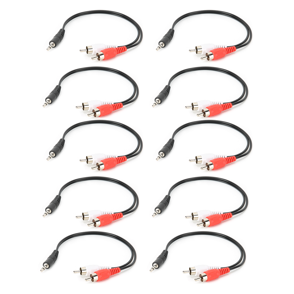 Packung Mit 10 2-in-1-audioadaptern: 3,5-mm-klinkenstecker Auf Zwei Cinch-stecker.