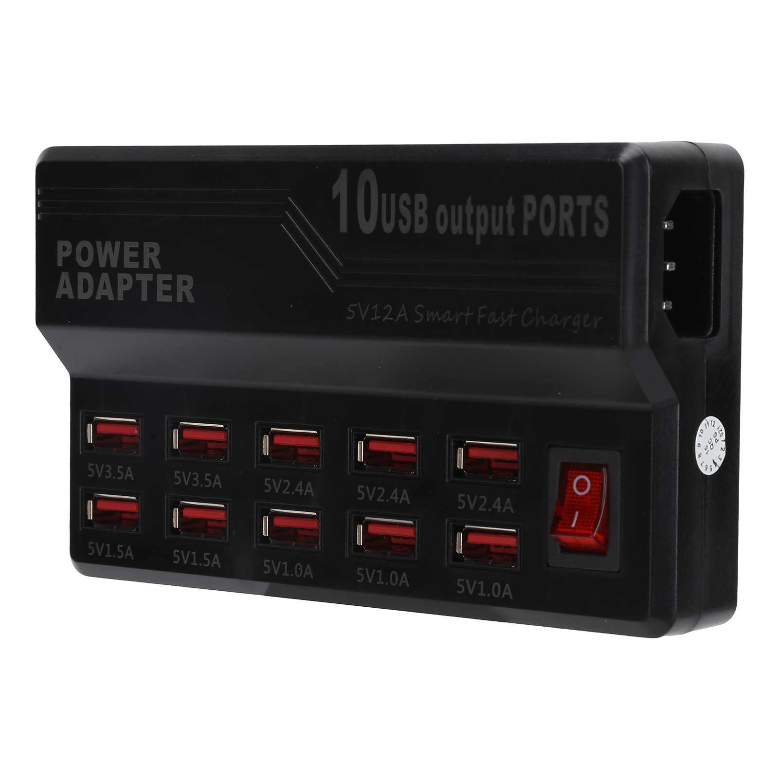 10-port-usb-schnellladegerät (12 A), Steckdosenleiste, Netzteil, 100–240 V, Eu-stecker