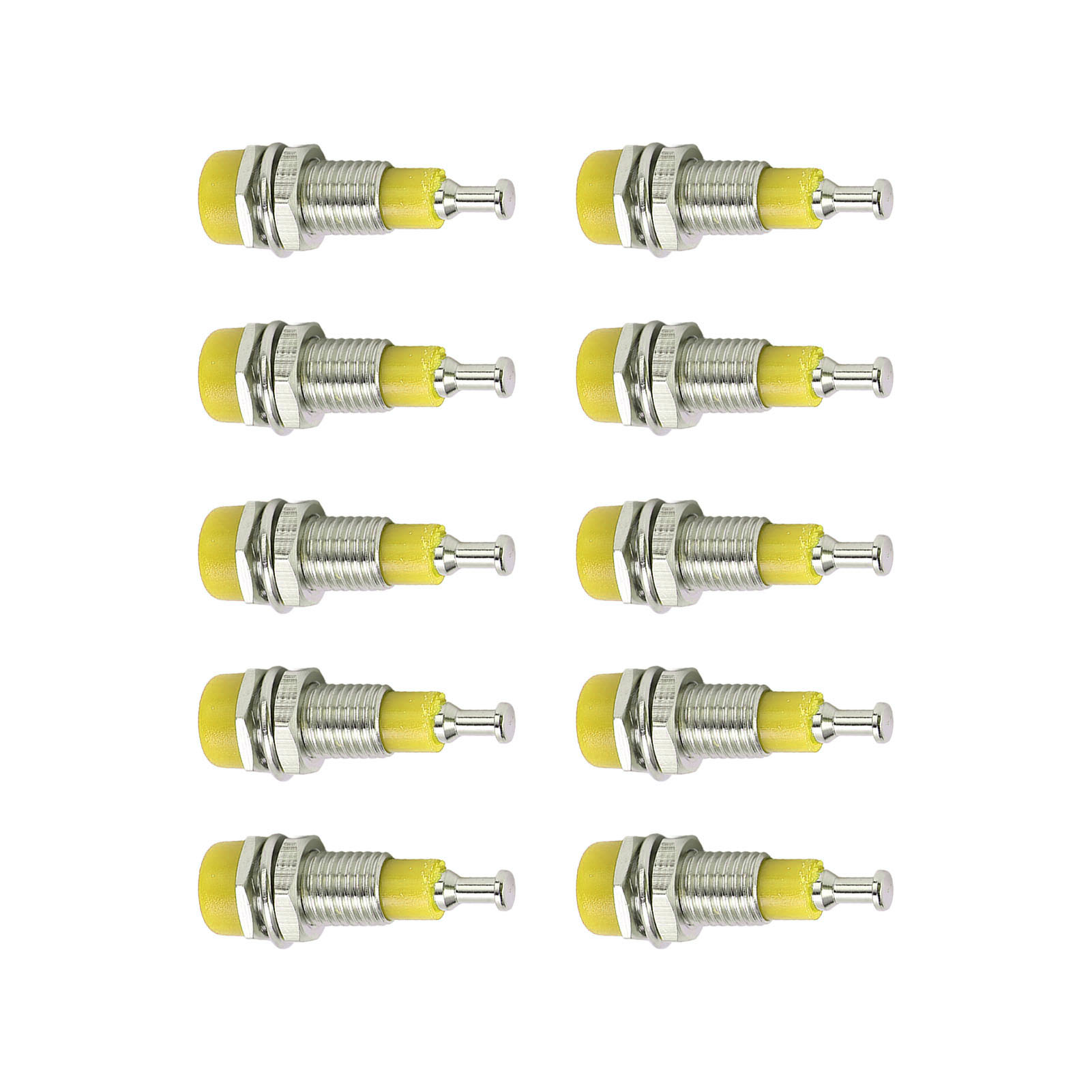 J.40006 Packung Mit 10 Vernickelten 2-mm-bananenbuchsen, Einbauversion, Gelbe Anschlüsse