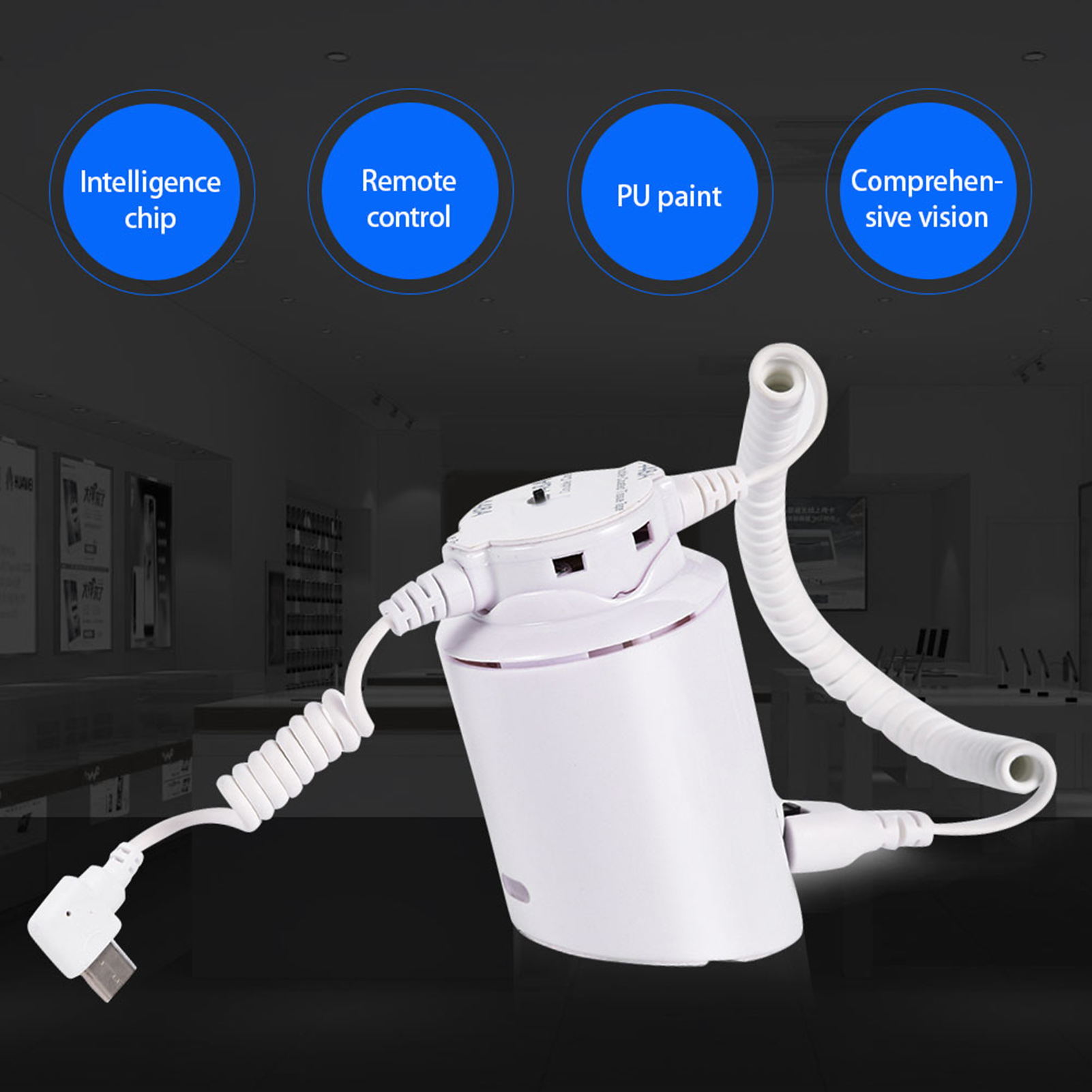 Diebstahlsichere Handyhalterung Mit Integriertem Alarm, Aufbewahrungsmöglichkeit Und Usb-c-schnittstelle