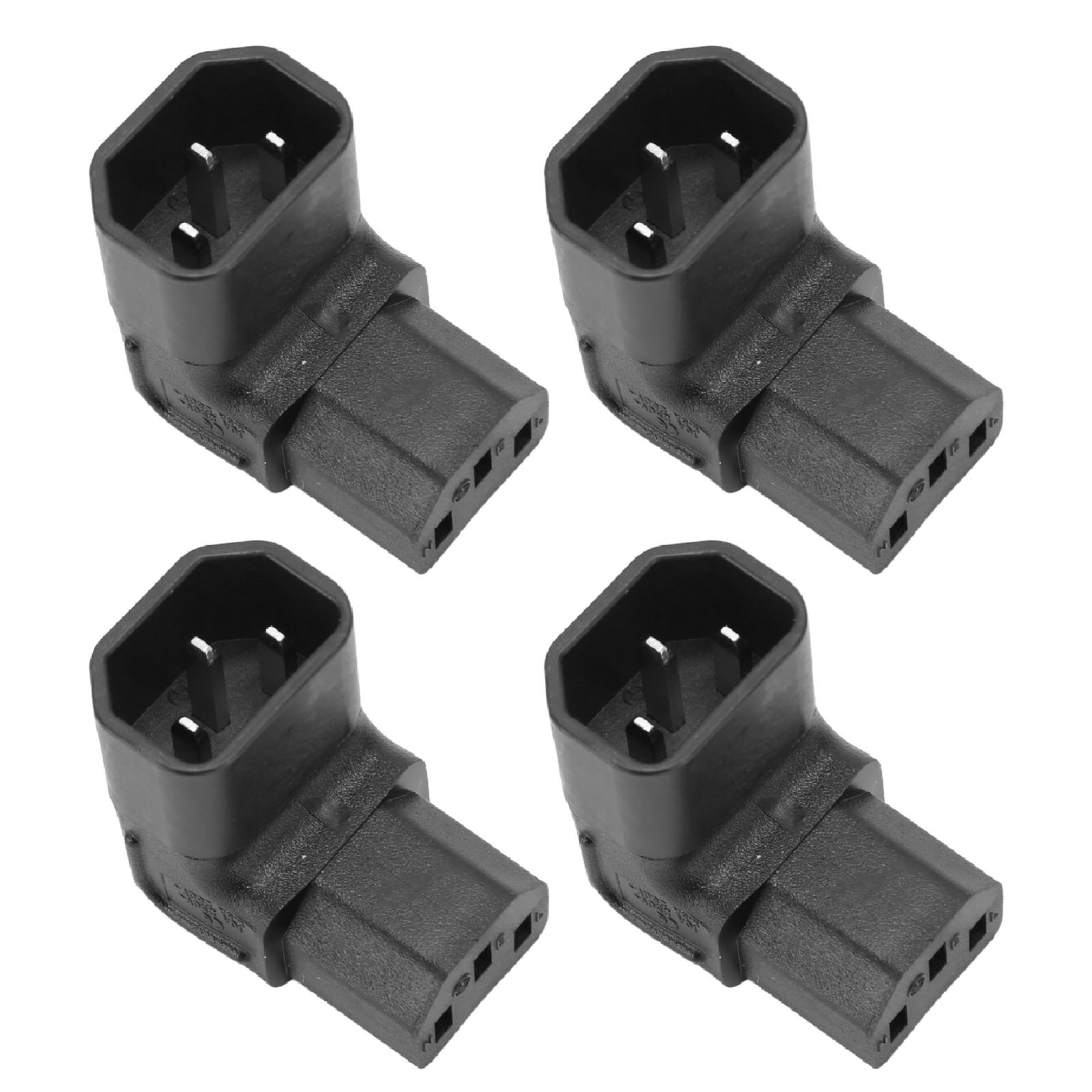 4-teiliger Iec C14 Auf C13 Netzadapter, 90° Winkel, 2500 W, 2,5 A Bis 10 A, 250 V, Kupfer-pvc-gehäuse, Für Wechselrichter, Pdu Oder Computer.