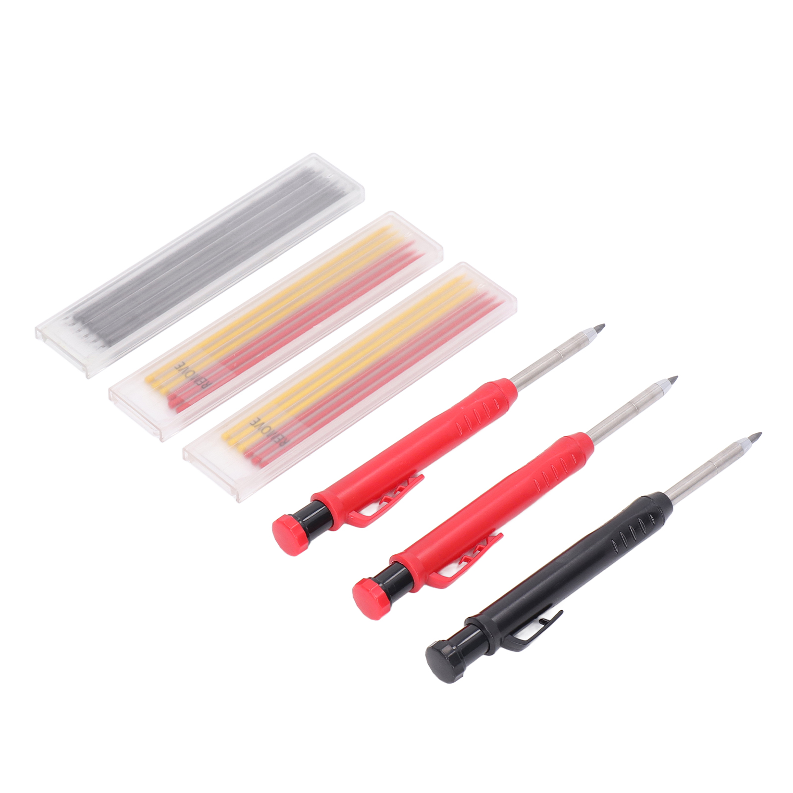 Set Aus Massiven Zimmermannsbleistiften Mit Nachfüllminen, Druckbleistift Mit Langer Spitze Und Tiefem Loch, Markierwerkzeug
