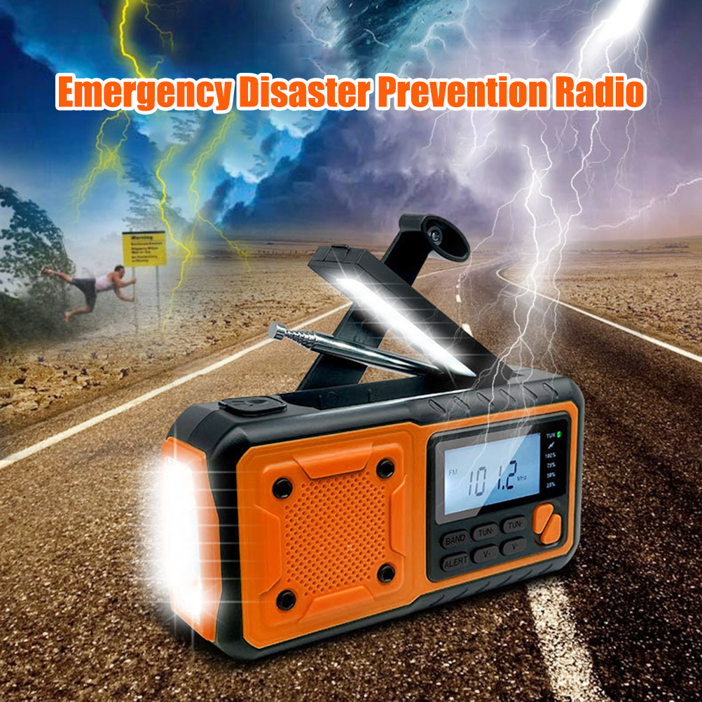 Tragbares Kurbelradio Für Notfälle, Integrierte Taschenlampe, 4000-mah-powerbank, Wetterradio Für Camping Und Wandern