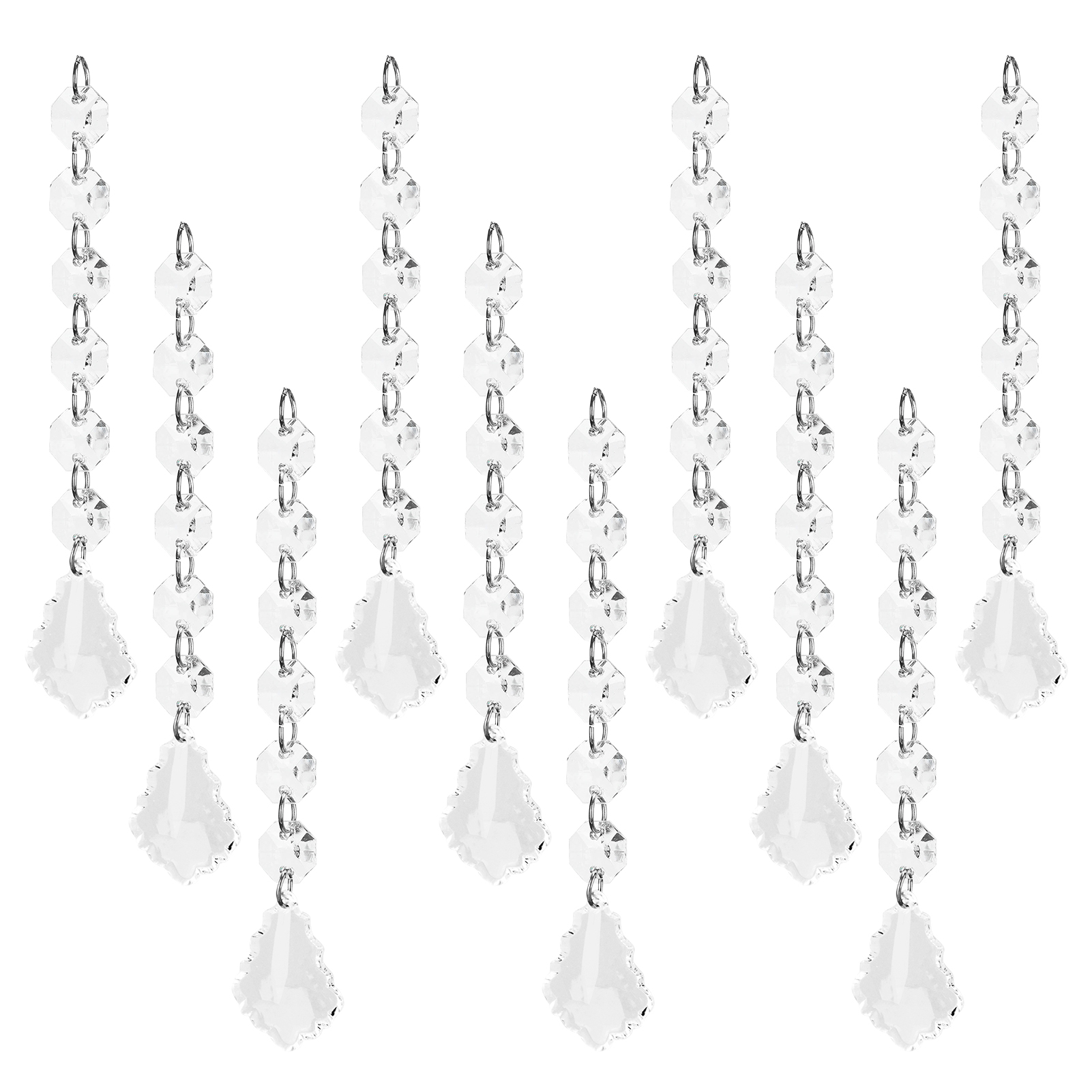 Set Mit 10 Blattförmigen Acryl-anhängern (15 Cm) Für Kronleuchter, Hochzeiten, Partys Und Weihnachtsbäume.