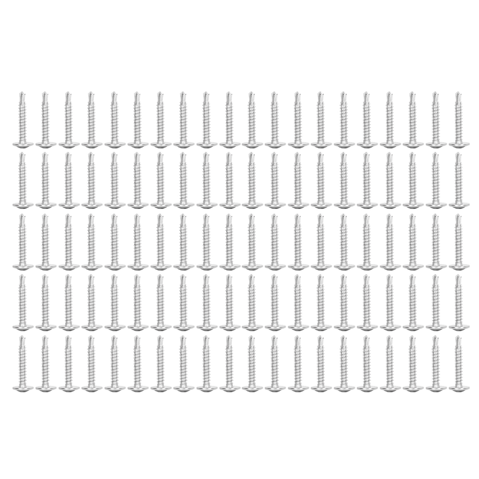 100 Fast Cross Selbstschneidende Schrauben Aus Edelstahl 410, Rundkopf Mit Unterlegscheibe, 4,2 X 32 Mm