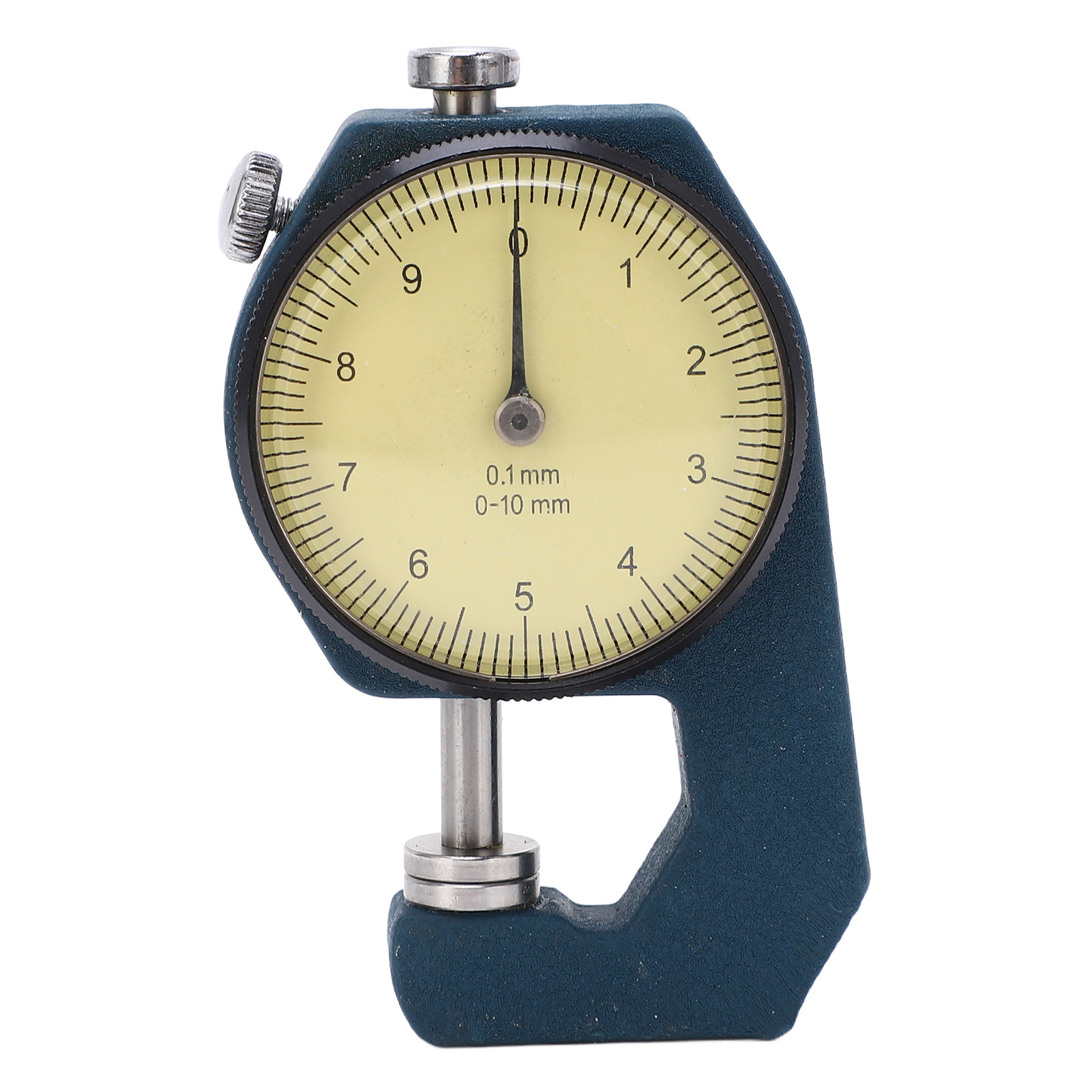 Tragbares Dickenmikrometer Mit Transparenter Skala Und Nadelanzeige, Verschleißfest, Für Messungen Von 0 Bis 10 Mm. Flacher Messkopf.