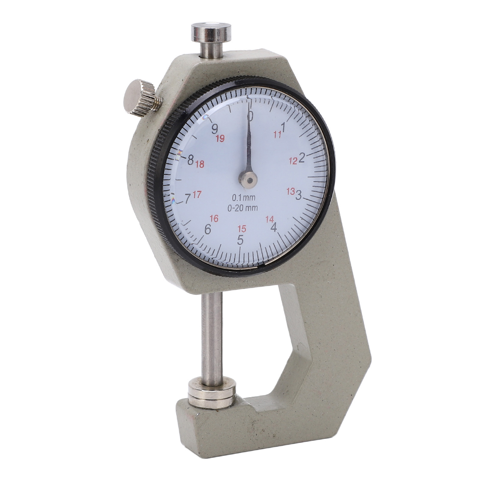 Tragbares Dickenmikrometer Mit Transparenter Skala Und Nadelanzeige, Verschleißfest, Für Messungen Von 0 Bis 20 Mm. Flacher Messkopf.