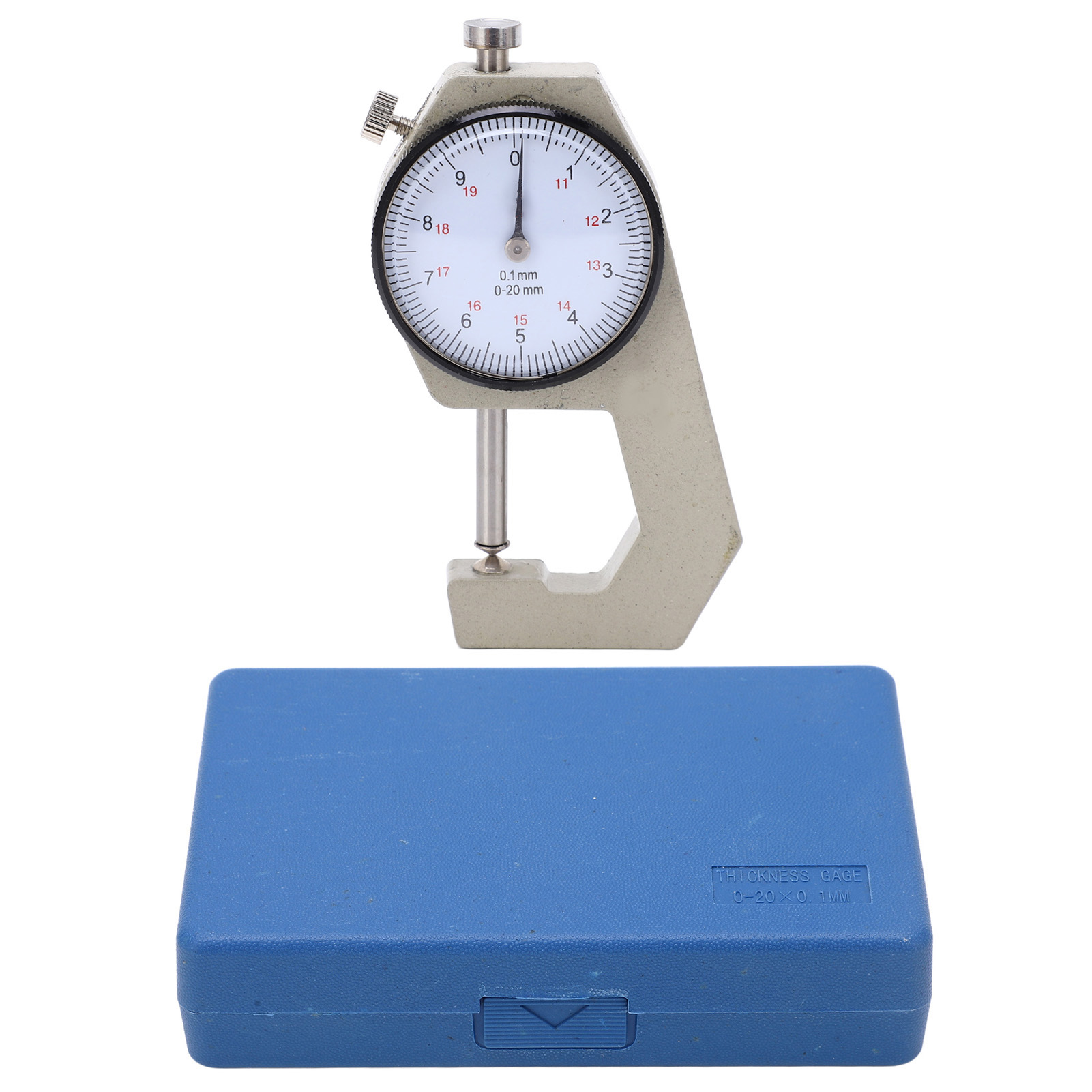 Tragbares Dickenmikrometer Mit Transparenter Skala Und Nadel, Verschleißfest, Für Messungen Von 0 Bis 20 Mm.