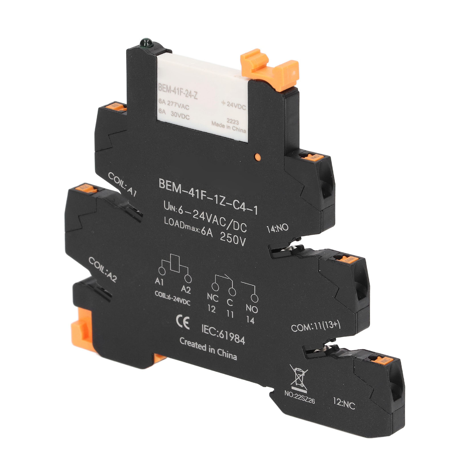 Ultradünnes Halbleiterrelais Mit Dc/ac-steuerung, Din-schienenmontage, Spdt-kontakt, 6 A, 6–24 V