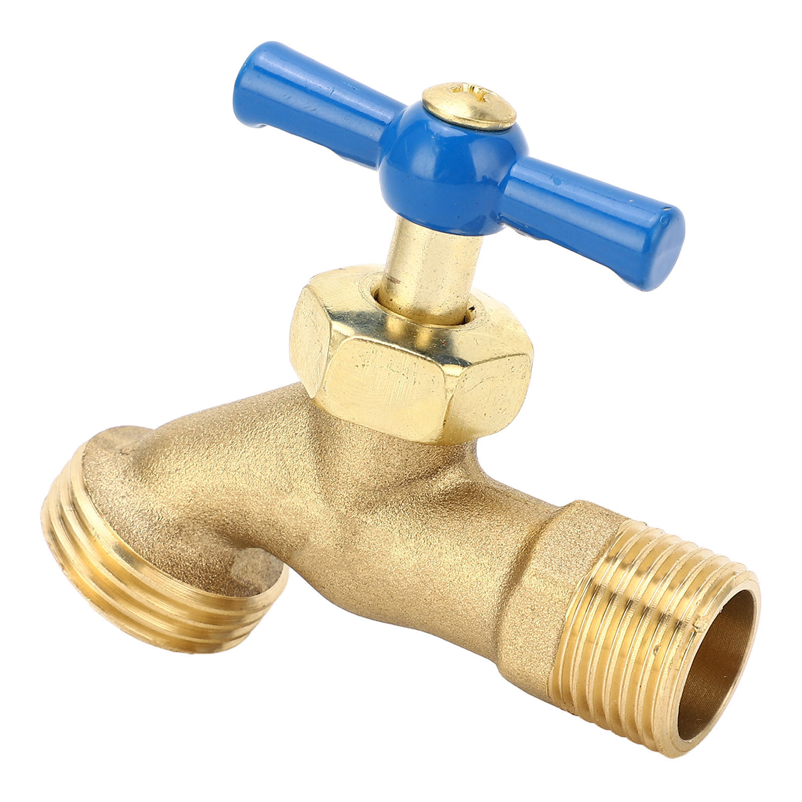 Messing-außenwasserhahn Mit G1/2-einlass Und G3/4-auslass, Außengewinde, Verdrehsicherung.