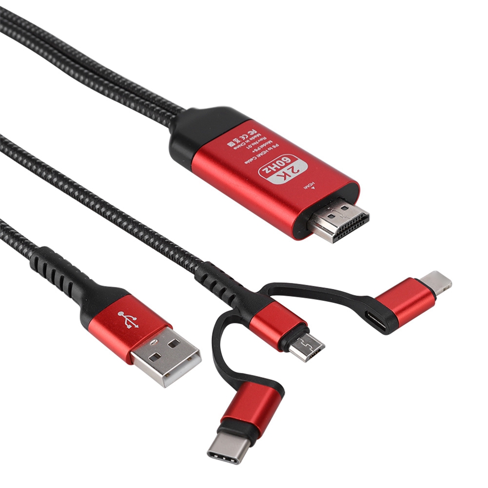 3-in-1 Hdtv-videokonverter-adapterkabel: Micro-usb/für Ios Typ Ec Auf Hdmi Hd 4k