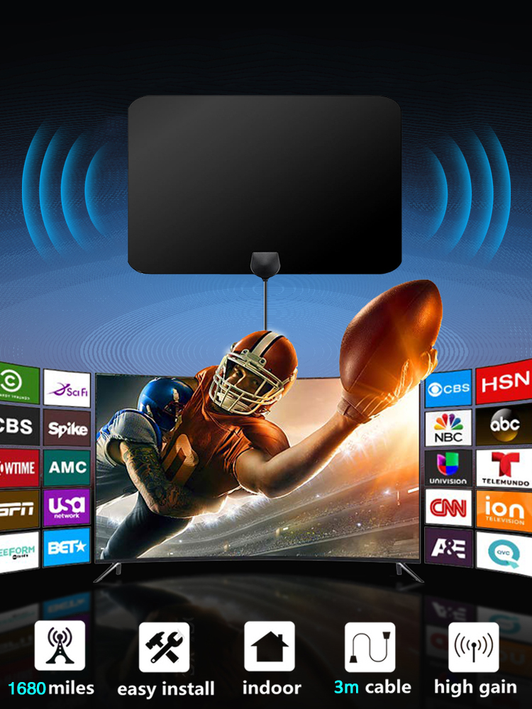 4k-hd-tv-antenne, 2700 Km Reichweite, Verstärkte Digitale Zimmerantenne Mit Dvb-t2-hd1080p-tv-signalempfänger