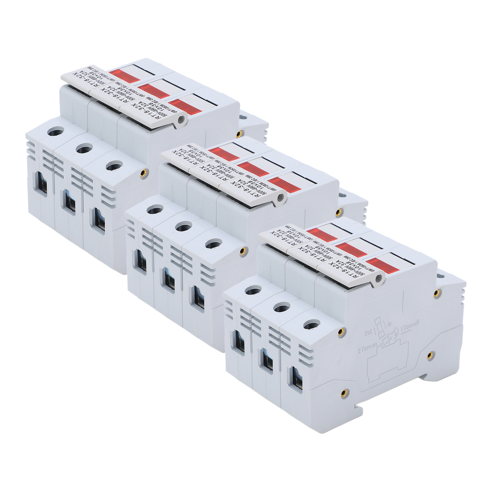 Rt18-32x Miniatur-sicherungshalter Für Schienenmontage Mit Led-anzeige, 32 A, 500–690 V, 3-polig, Elektrisches Zubehör
