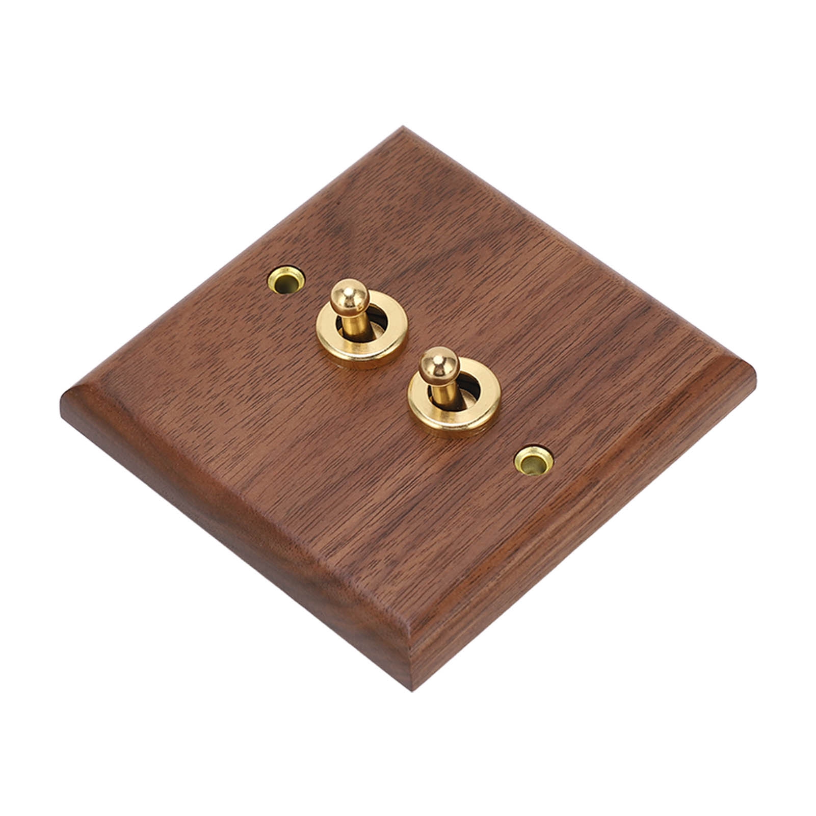 Doppelkippschalter, Wandpaneel Aus Walnussholz Im Retro-stil Mit Messingschrauben, 50 Hz, 250 V
