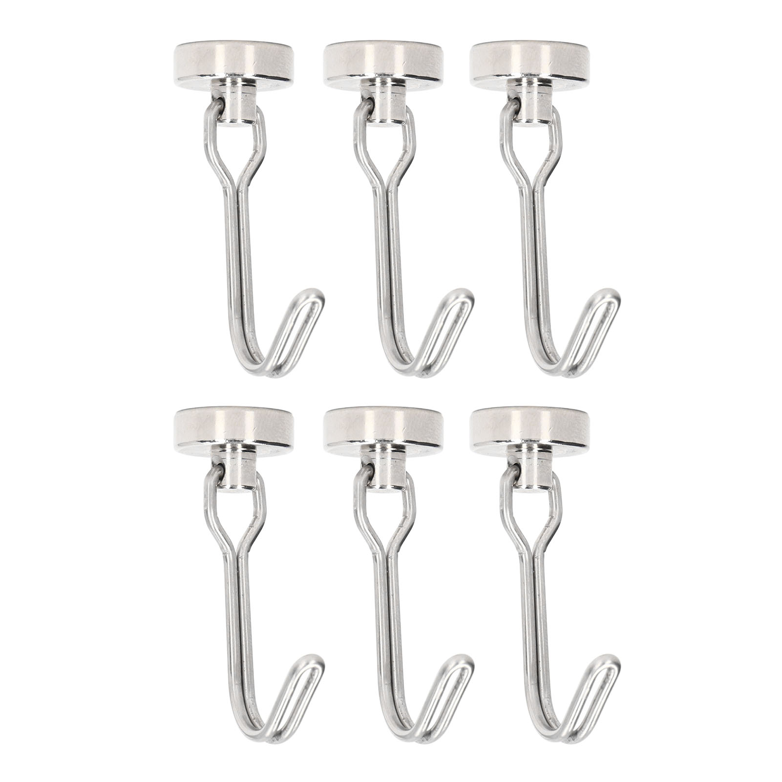 Set Aus 6 Kleinen Und Leichten Drehbaren Magnethaken Für Einfache Montage Und Optimale Aufbewahrung (0 Bis 5 Kg), Vernickelt.