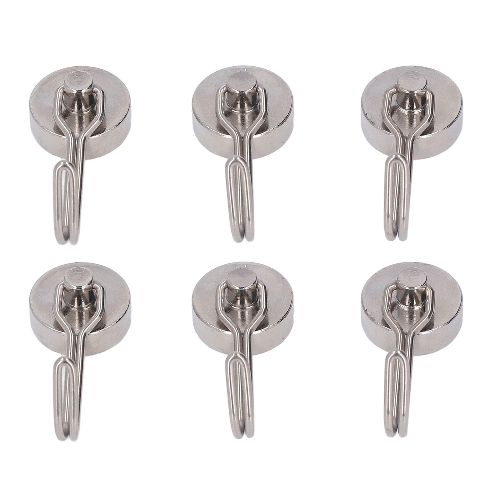 Set Mit 6 Drehbaren 180°-magnethaken, Starker Neodym-magnet (0-8 Kg) Für Kühlschrank Und Haushalt, Nickelfarbe.
