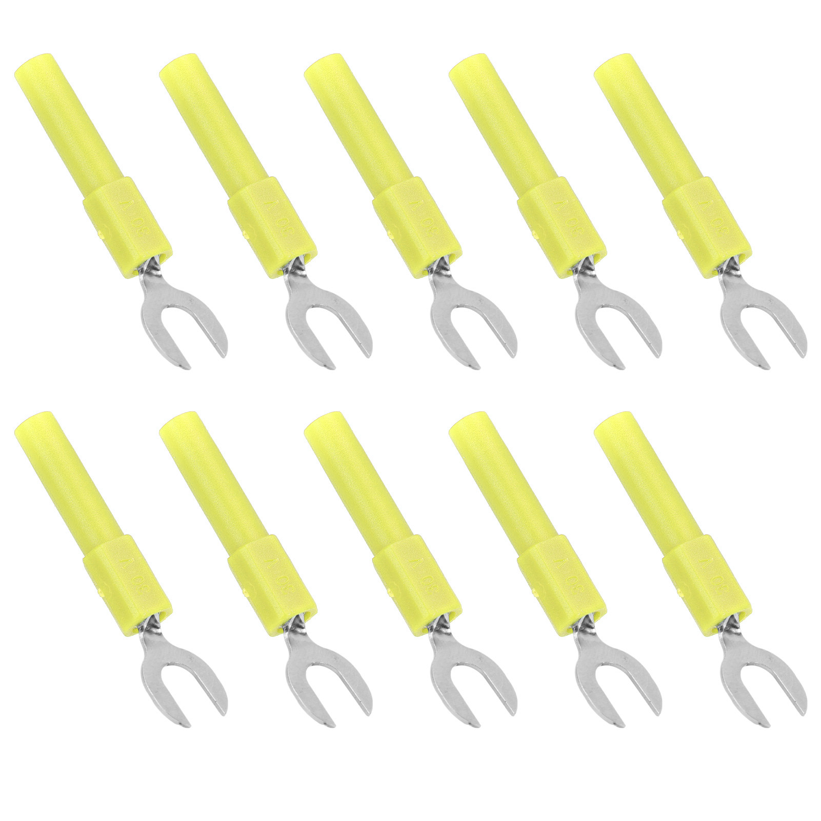 Packung Mit 10 Y-förmigen Gabelverbindern Aus Messing, 4 Mm (0,2 Zoll) Bohrung, Bananenstecker, Maximale Spannung 30 V Ac Bis 60 V Dc, 10 A