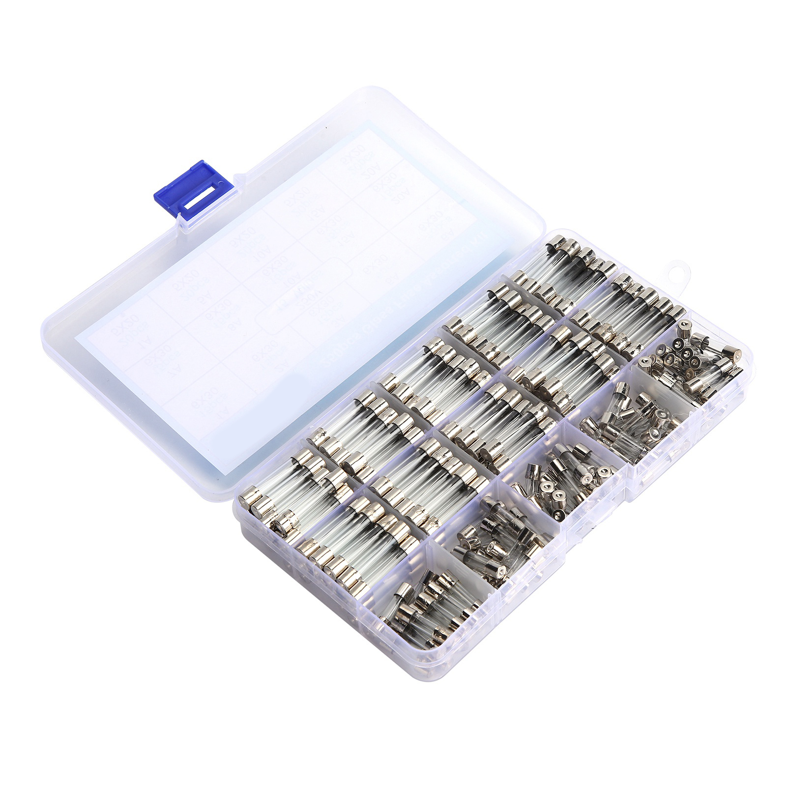 Satz Mit 250 Glassicherungen, 6x30/5x20 Mm, Isoliert, Hitzebeständig Und Flammhemmend, 1-20 A 250 V