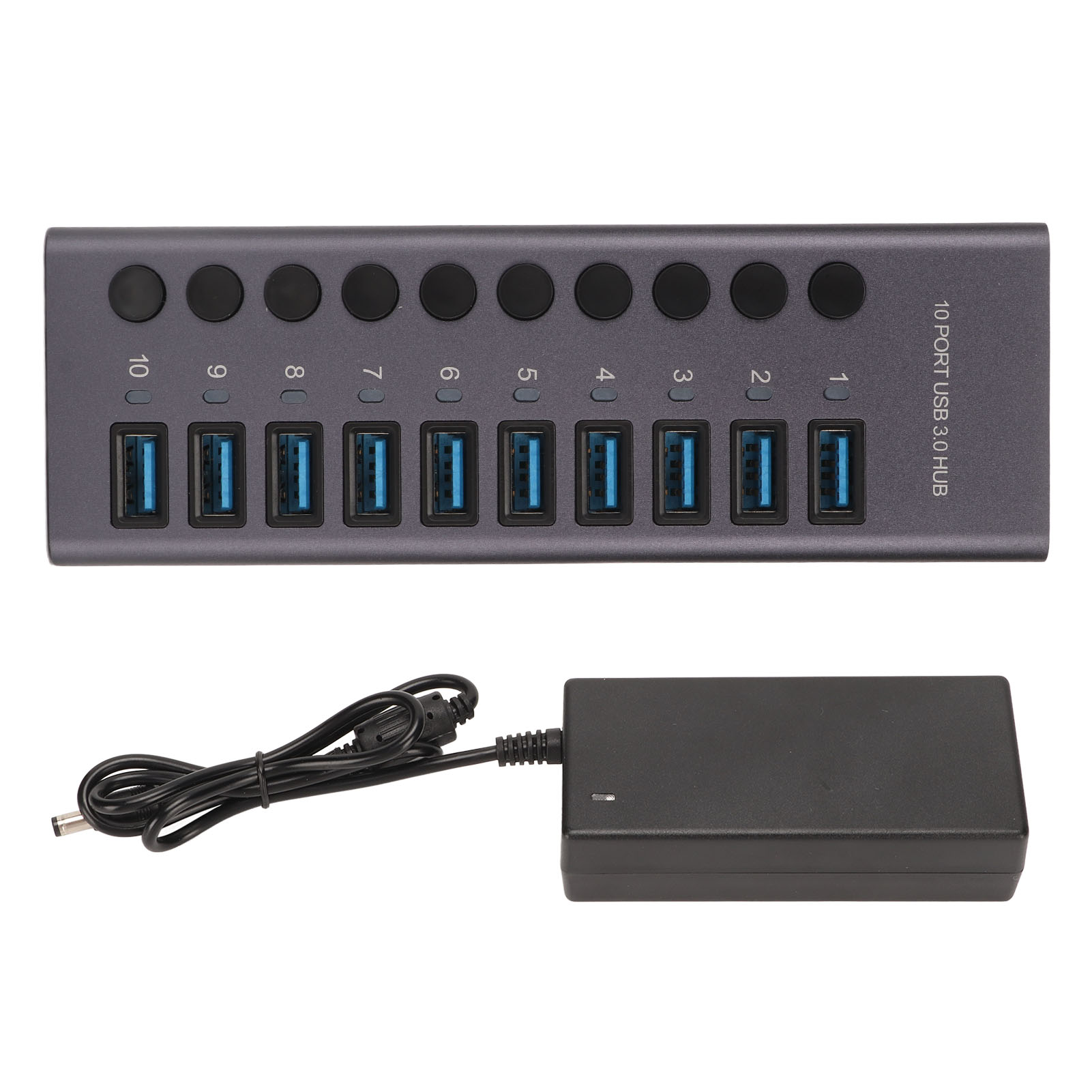 10-port Usb 3.0 Hub Mit Unabhängiger Stromversorgung, Lade- Und Datenübertragungsfunktion, Eu-stecker 100-240 V.