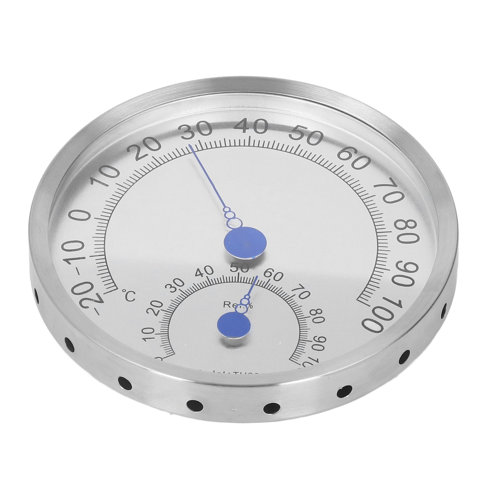 Rundes Thermometer-hygrometer Aus Edelstahl, Wasserdicht Und Hitzebeständig Für Den Außeneinsatz (ohne Ständer).