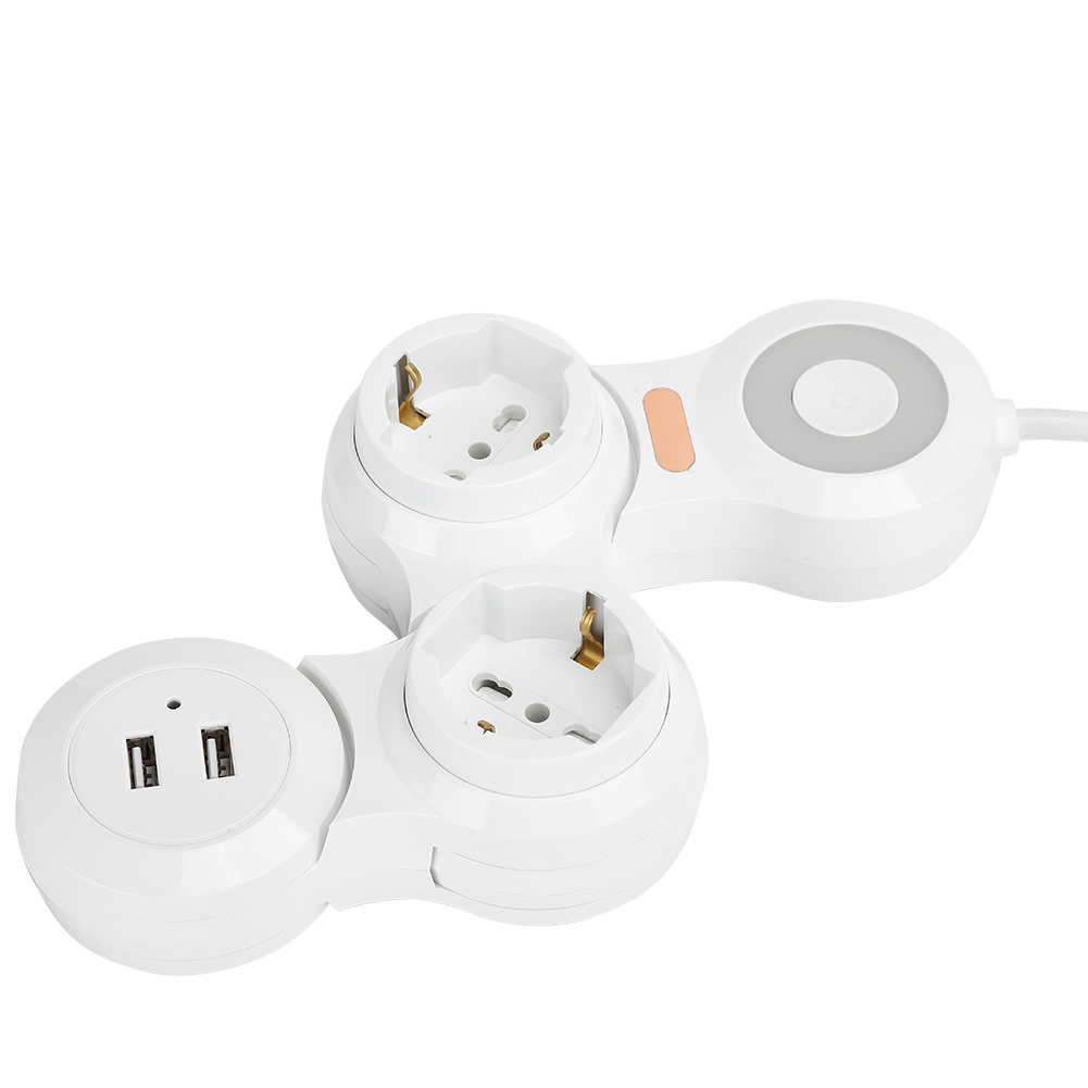 Flexible Steckdosenleiste Mit 2 Konkaven Steckdosen, 10 A, Usb-ladefunktion, Sicherheitsfunktionen, Eu-stecker 220–250 V