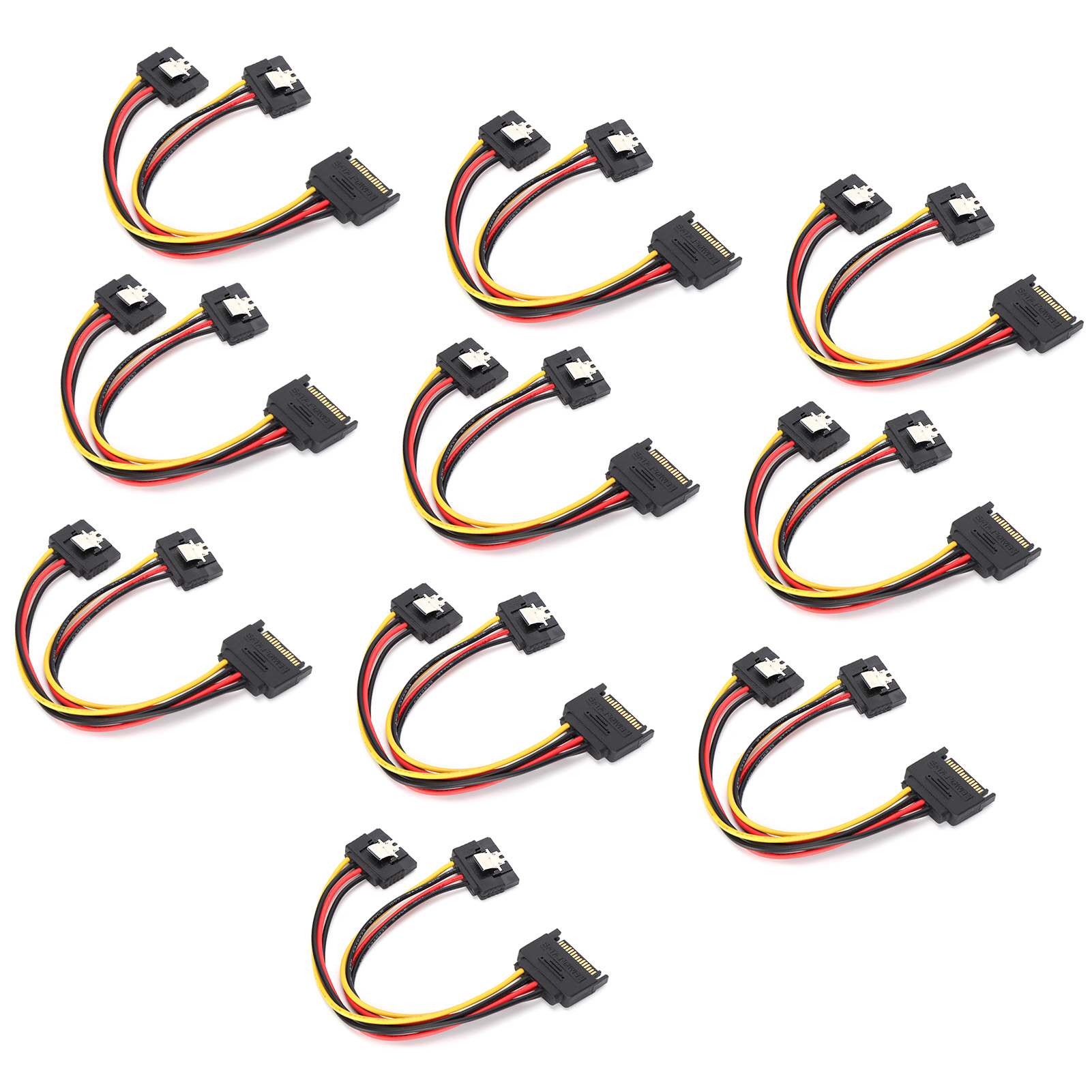 Packung Mit 10 Sata 15-pin-stromadaptern (1 Stecker Auf 2 Buchsen) Für Datenübertragung Und Aufladung.