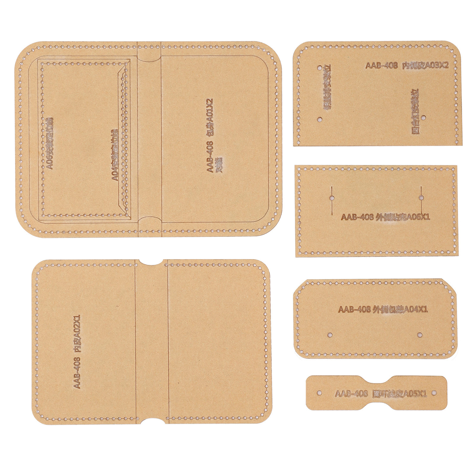 Set Mit 6 Acryl-schablonen Für Reißverschluss-schlüsselanhänger Und Geldbörsen Zum Selbermachen Mit Ledermustern.