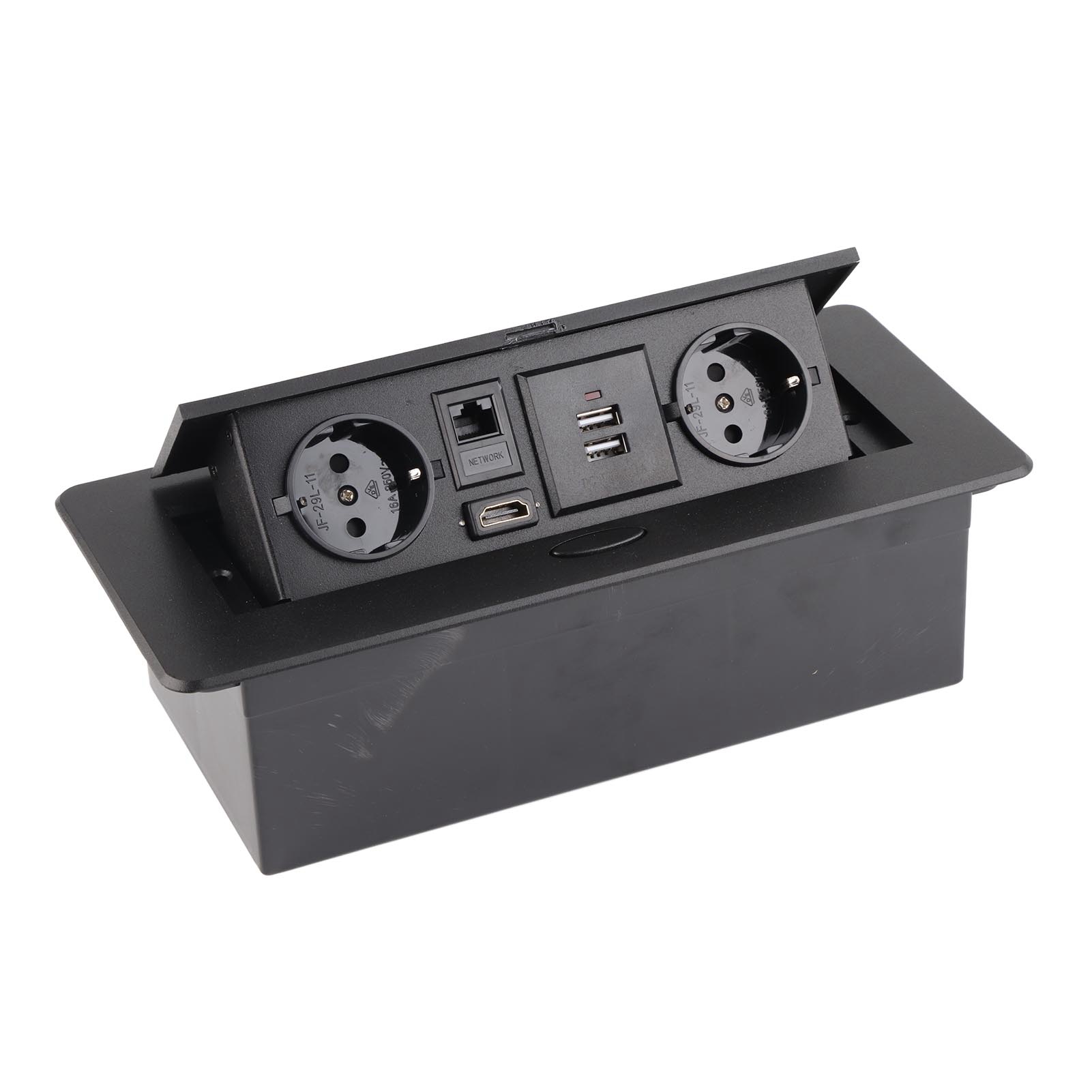 Moderne, Staubdichte Bodeneinbausteckdose Aus Aluminiumlegierung Mit Usb-, Netzwerk- Und Videoanschluss, 250 V Wechselstrom.