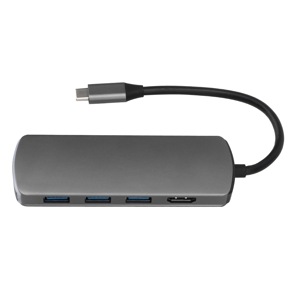 Multifunktionale 6-in-1 Hd-dockingstation Mit Usb 3.1-hub, Usb-c-zu-hdmi-anschluss Und Atmender Statusanzeige.