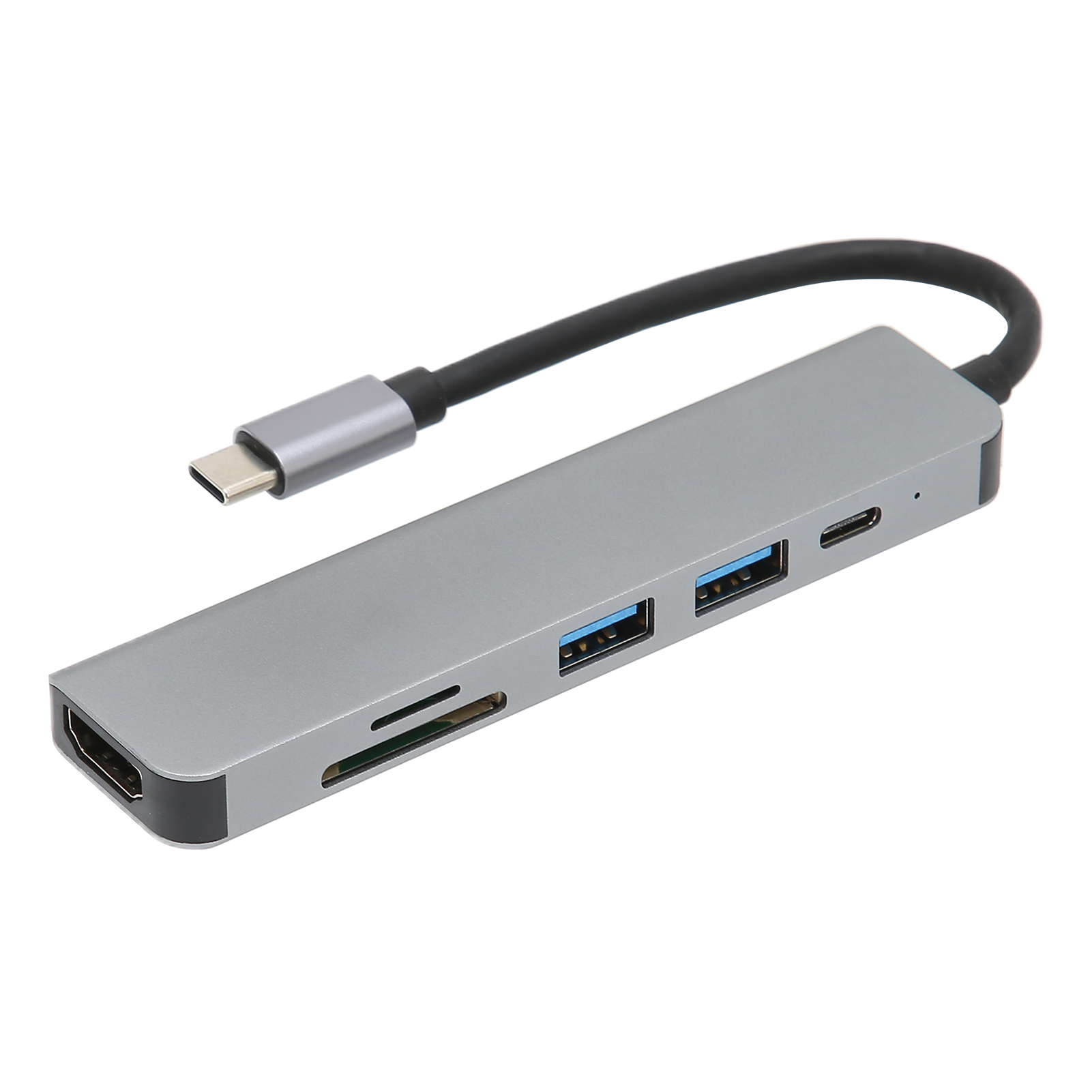 Multifunktionale 6-in-1-dockingstation Aus Aluminiumlegierung Mit Usb-typ-c-anschluss Für Computer