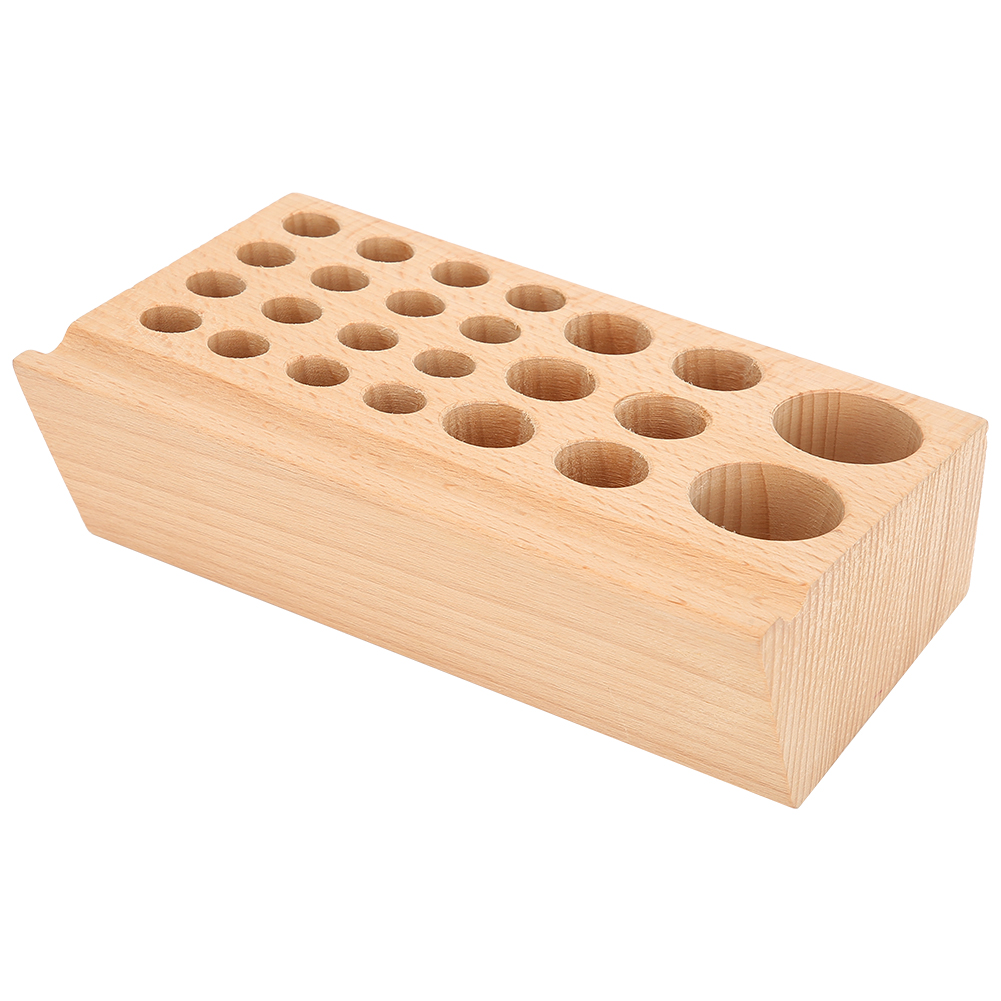 Aufbewahrungsbox Für Bohrmaschinen Mit 24 Löchern Aus Buchenholz, Ideal Für Heimwerkerarbeiten Und Druckereien.