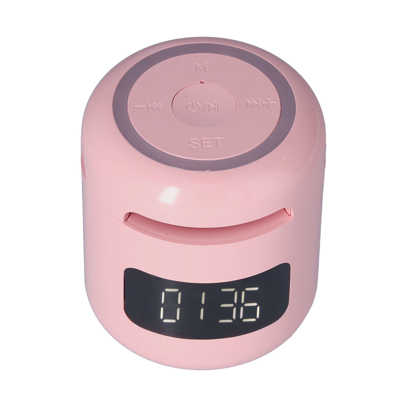 Jm01 Multifunktionaler Und Tragbarer Bluetooth-wecker Mit Lautsprecher Und Rosa Led-anzeige