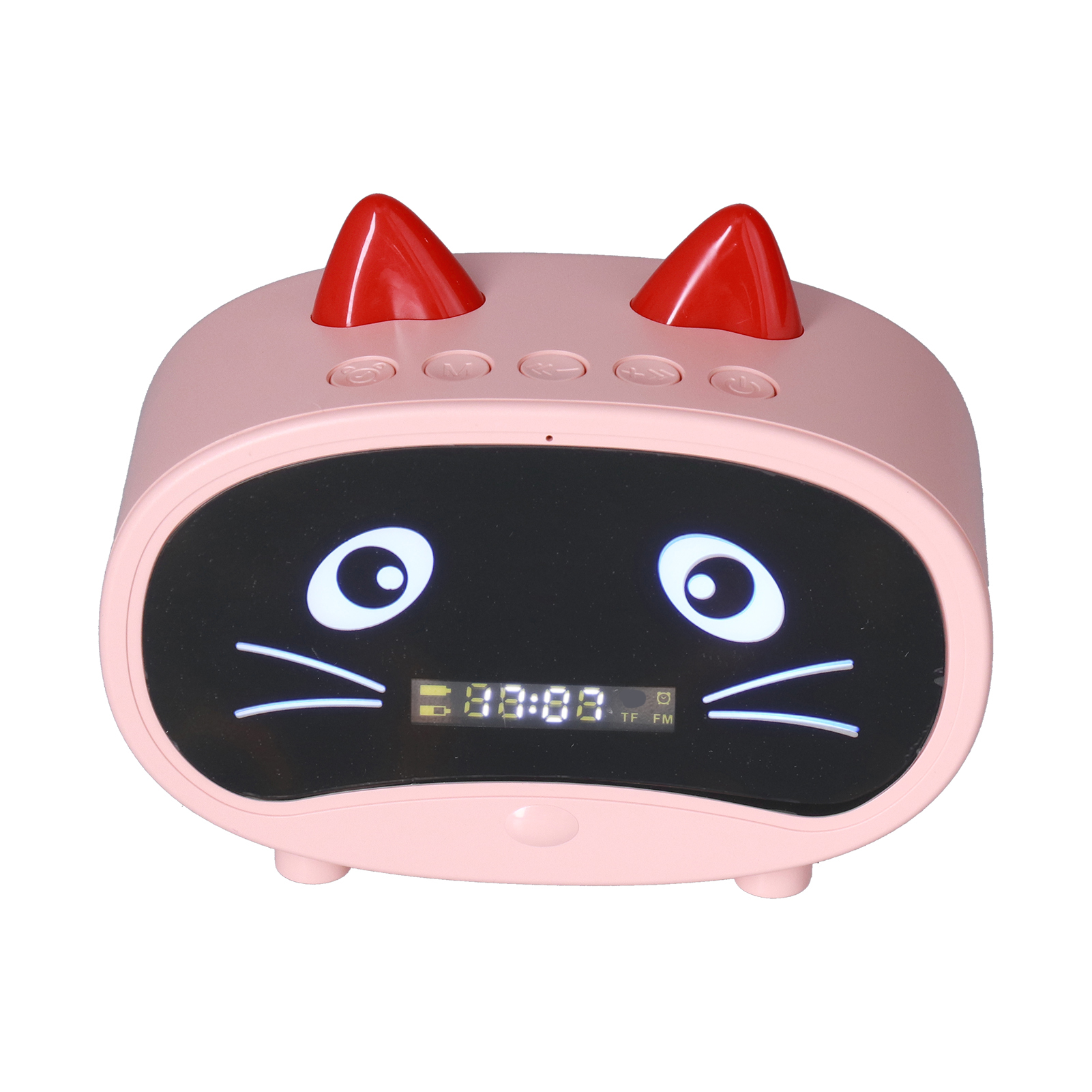 Mini-multifunktionslautsprecher Mit Niedlichen Katzenohren, Mit Doppeltem Wecker, Ideal Für Schlafzimmer Oder Büro (rosa).