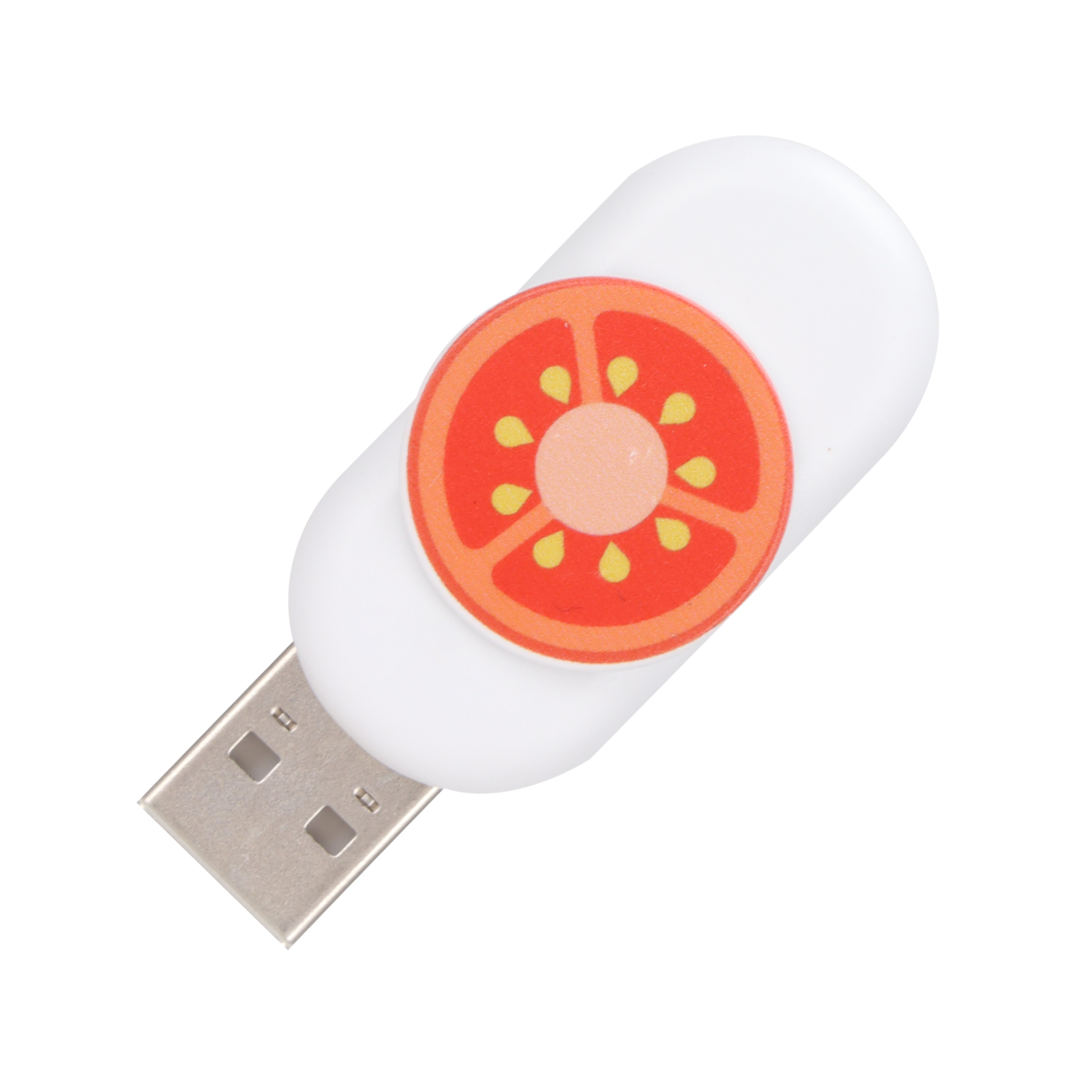 Miniatur-usb-stick Mit 64 Gb Speicherkapazität In Tomatenform Und Integriertem Knopf.