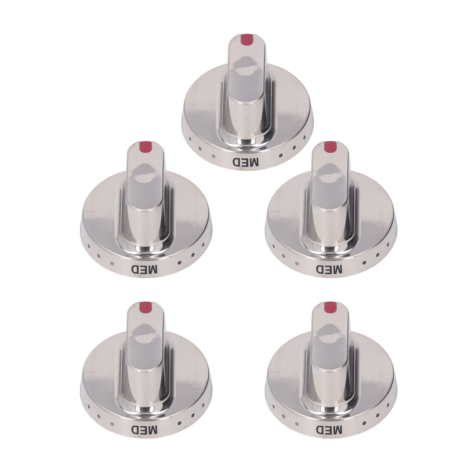 Set Mit 5 Edelstahl-bedienknöpfen Für Gasherde Dg64-00472a Und Dg64-00473a