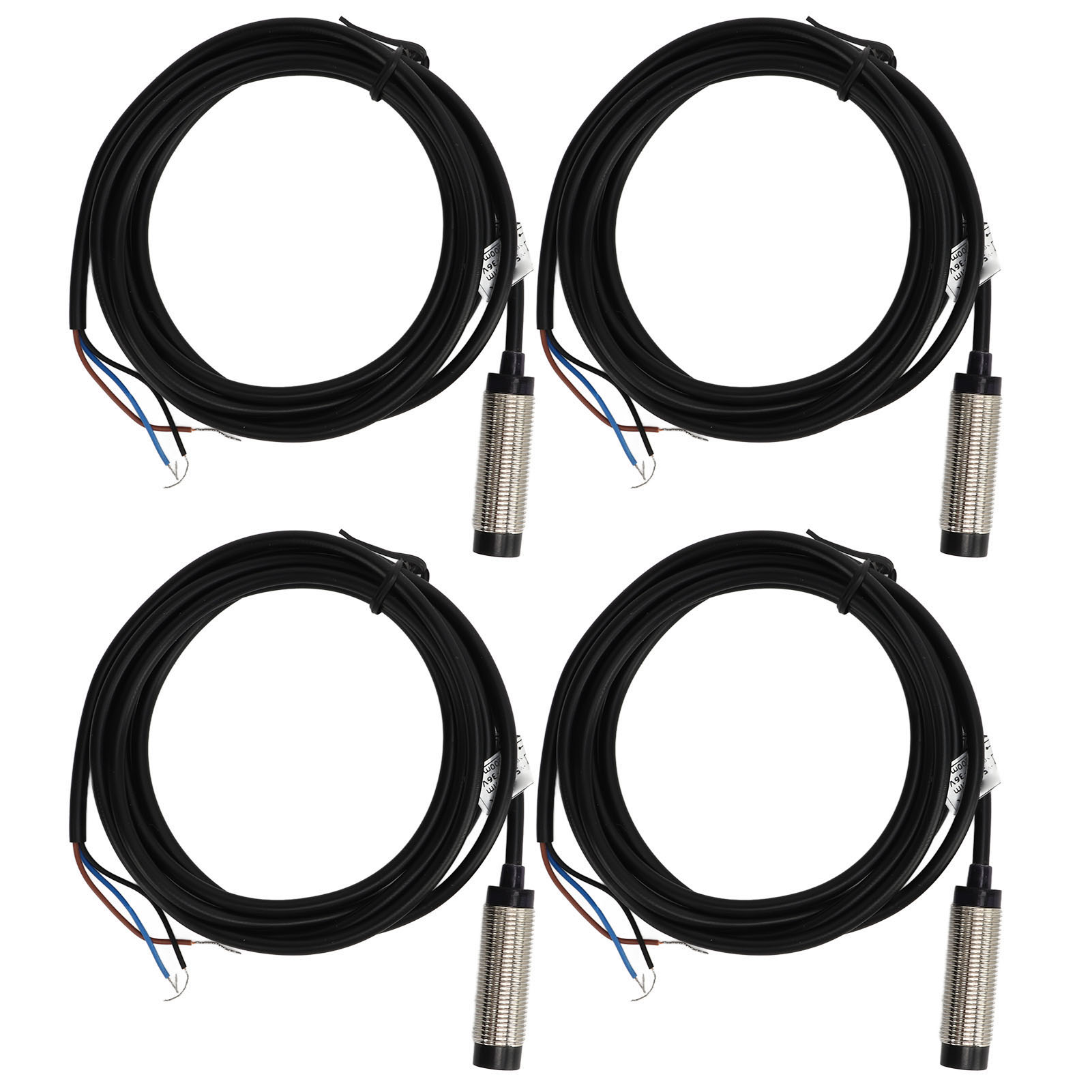Satz Mit 4 Induktiven Näherungssensoren, 12-mm-sonde, 3-draht-npn-transistor, Öffnerkontakt, 4 Mm Erfassungsbereich, 6–36 V Dc-näherungssensor
