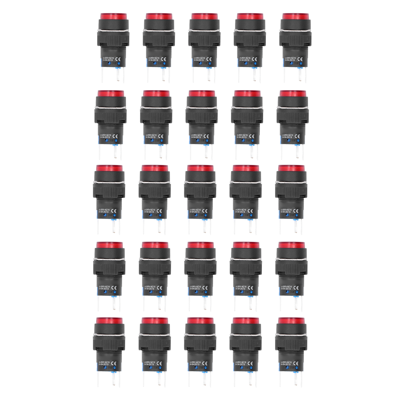 25 X 16 Mm 5-polige Selbstverriegelnde Runde Drucktaster Mit 220-v-led-anzeige