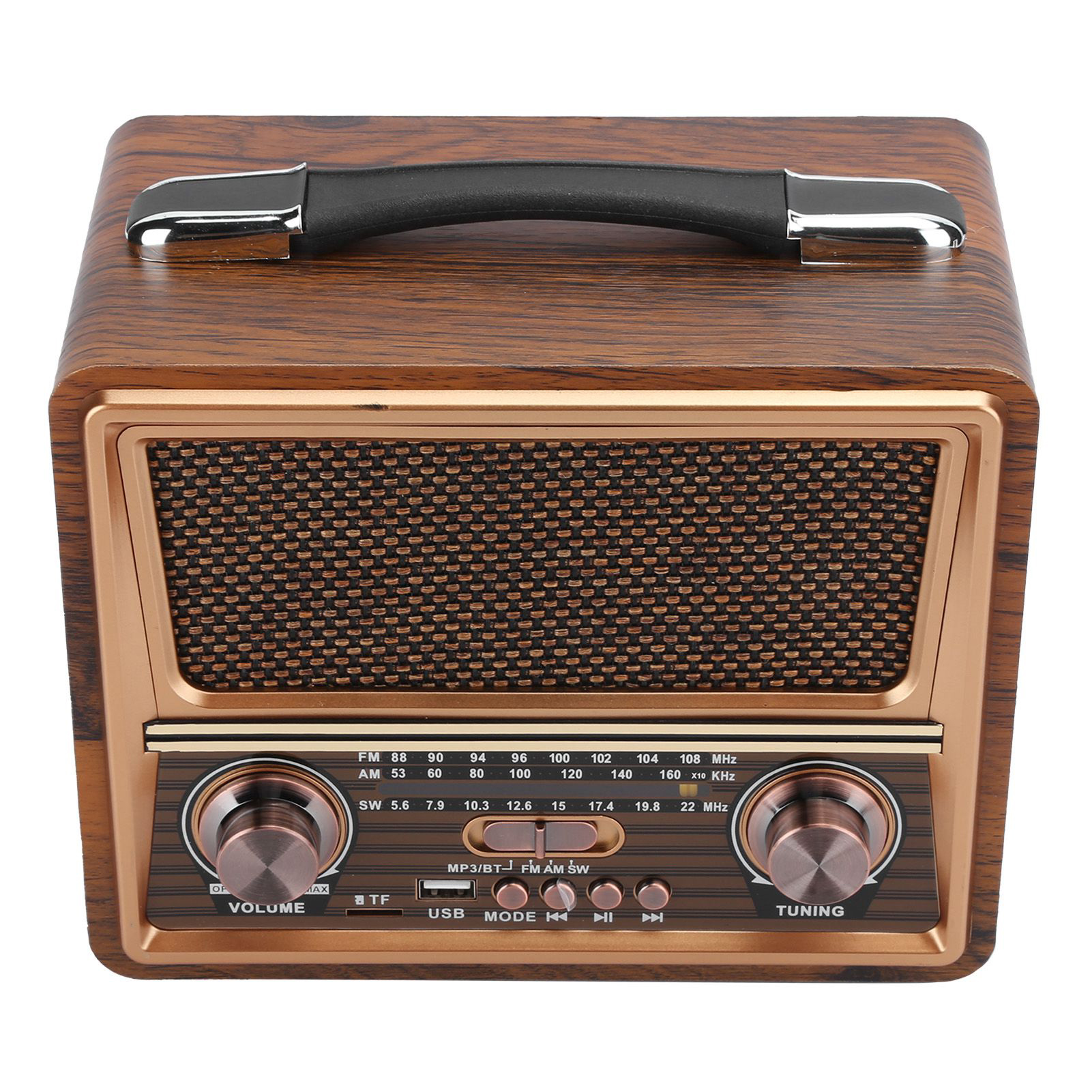 Tragbares Holzradio Für Fm/am/sw, Kabellos, Bluetooth, Wiederaufladbar, Eu-stecker, 110/220 V, Einstellbar.