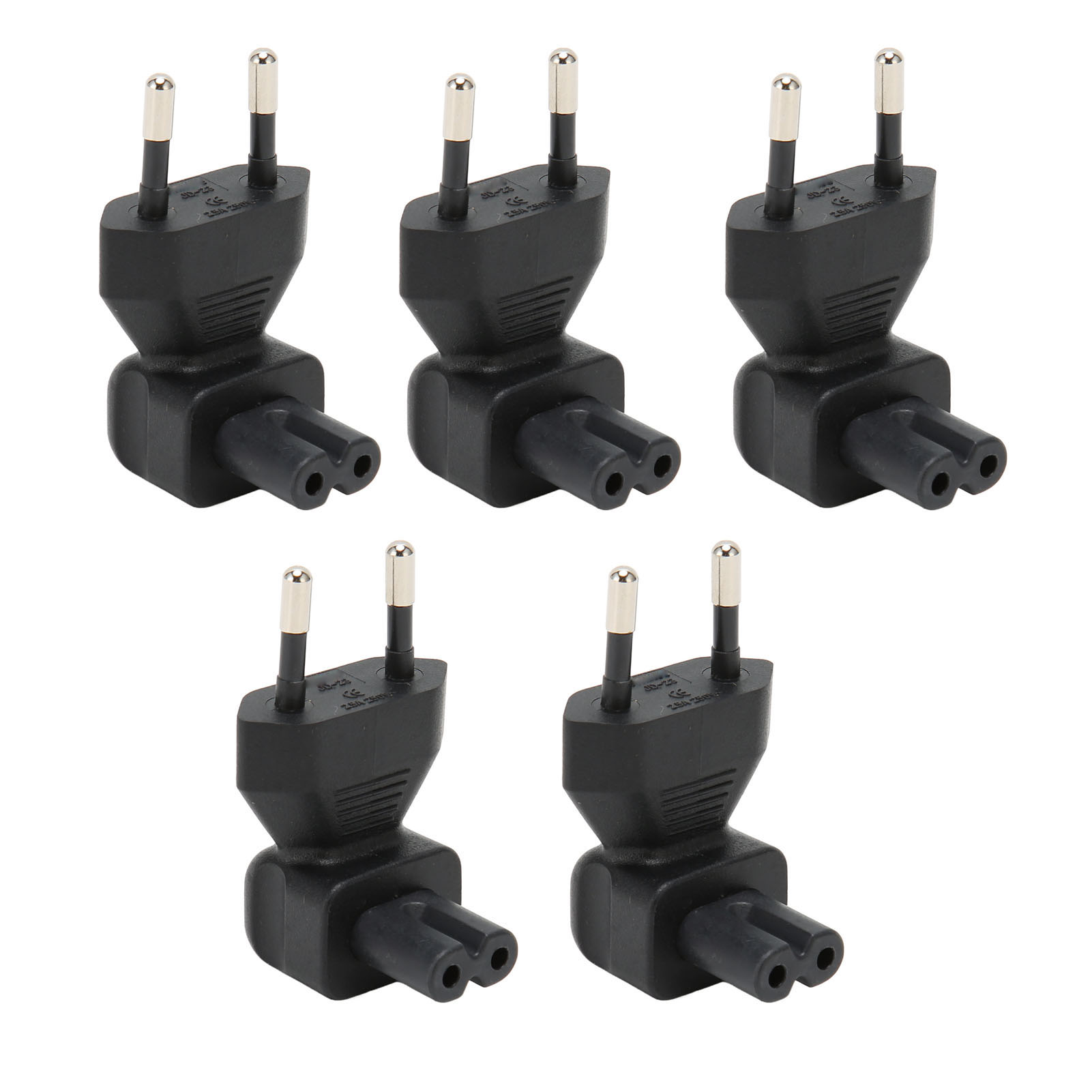 Eu-stecker Auf Iec320 C7 Netzadapter (5 Stück) Mit Abgewinkeltem Stecker (eu-stecker 125-250 V)