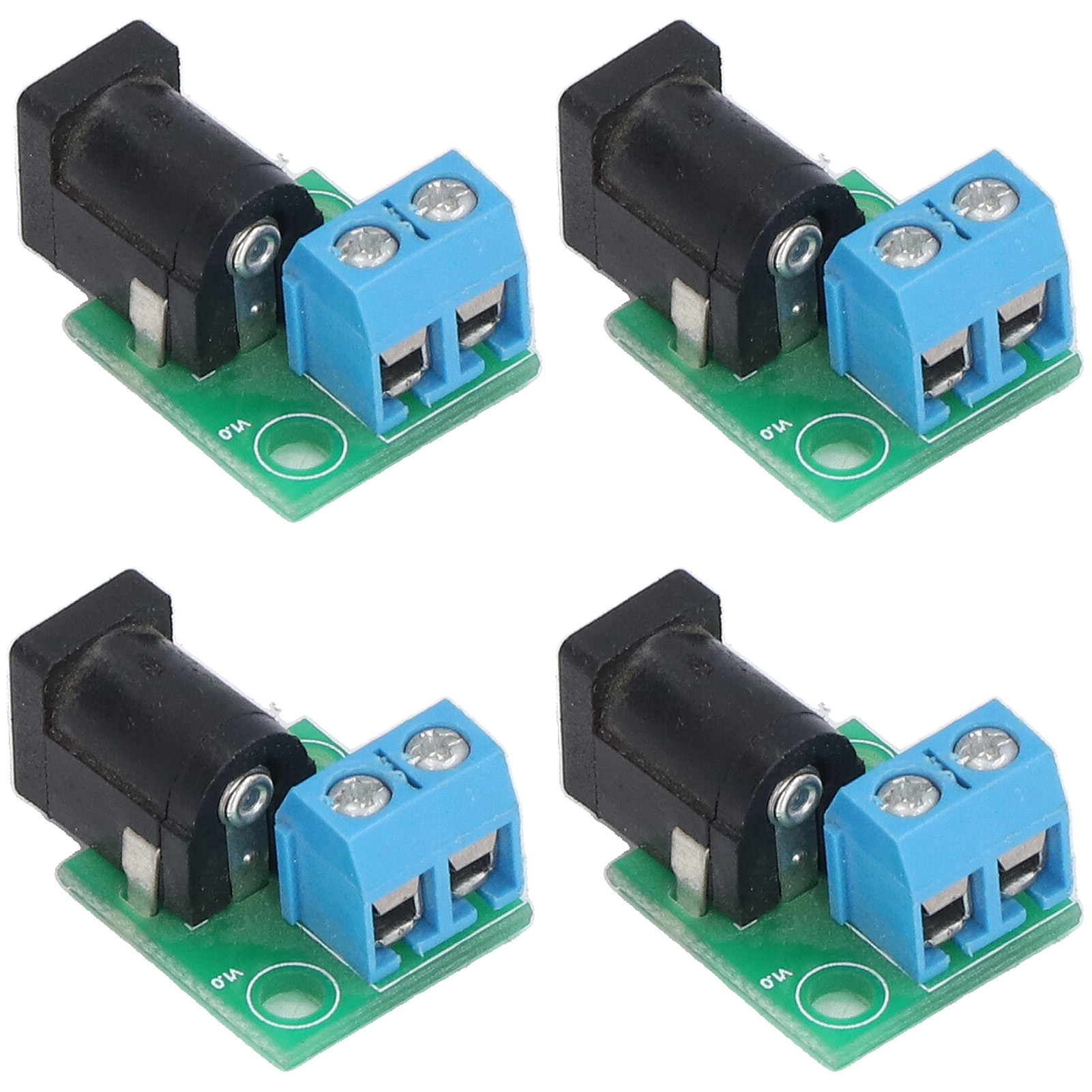 Adapter-netzteilplatine Mit 4 Dc-anschlüssen (5,5 X 2,1 Mm) Auf 2 Pins (5,08 Mm), Kompatibel Mit 5,5 X 2,5 Mm-anschlüssen