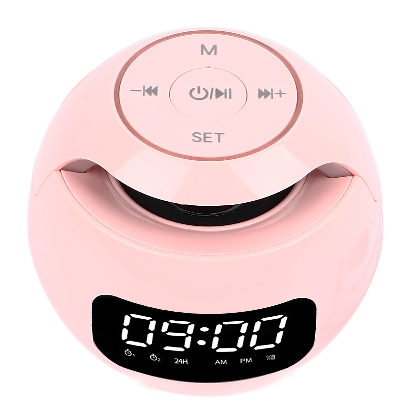 Runder Und Kompakter Bluetooth-wecker Mit Integriertem Speicherkartenleser, Radio Und Nachtlicht.