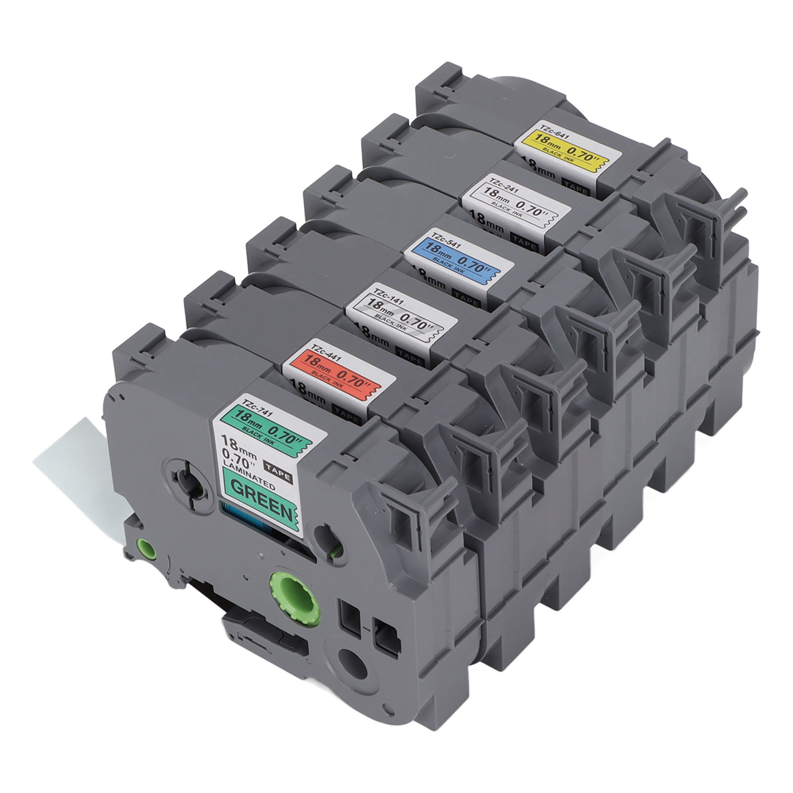 Etikettenband, 18 Mm Breit, 8 M Lang, Nachfüllpackungen Für Die Etikettiergeräte Tze 141, Tze 241, Tze 541 Und Tze 641, 6 Farben.