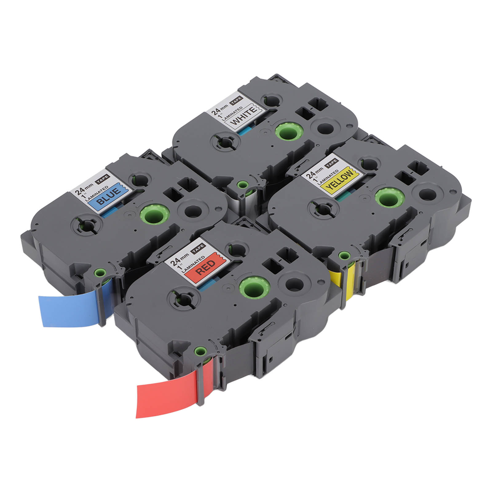 4er-pack Etikettenbänder, 24 Mm, Transparent, Schnell Druckend, Hochfest, Tz-band Mit Transparenter Beschichtung Für Arbeitsblätter Und Aktenetiketten, 24 Mm, 4 Farben